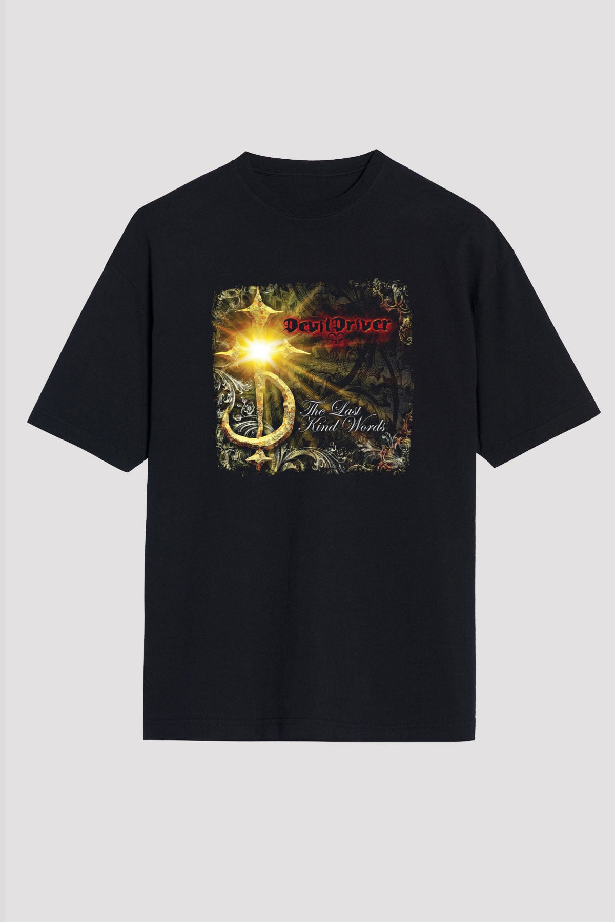Devil Driver Baskılı Unisex Siyah Oversize Tişört