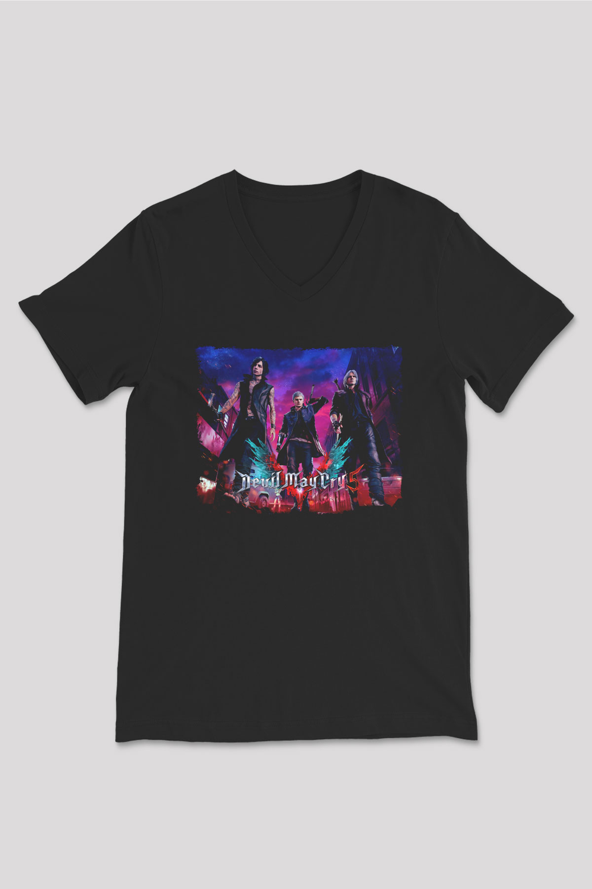 Devil May Cry Siyah Unisex V Yaka Tişört