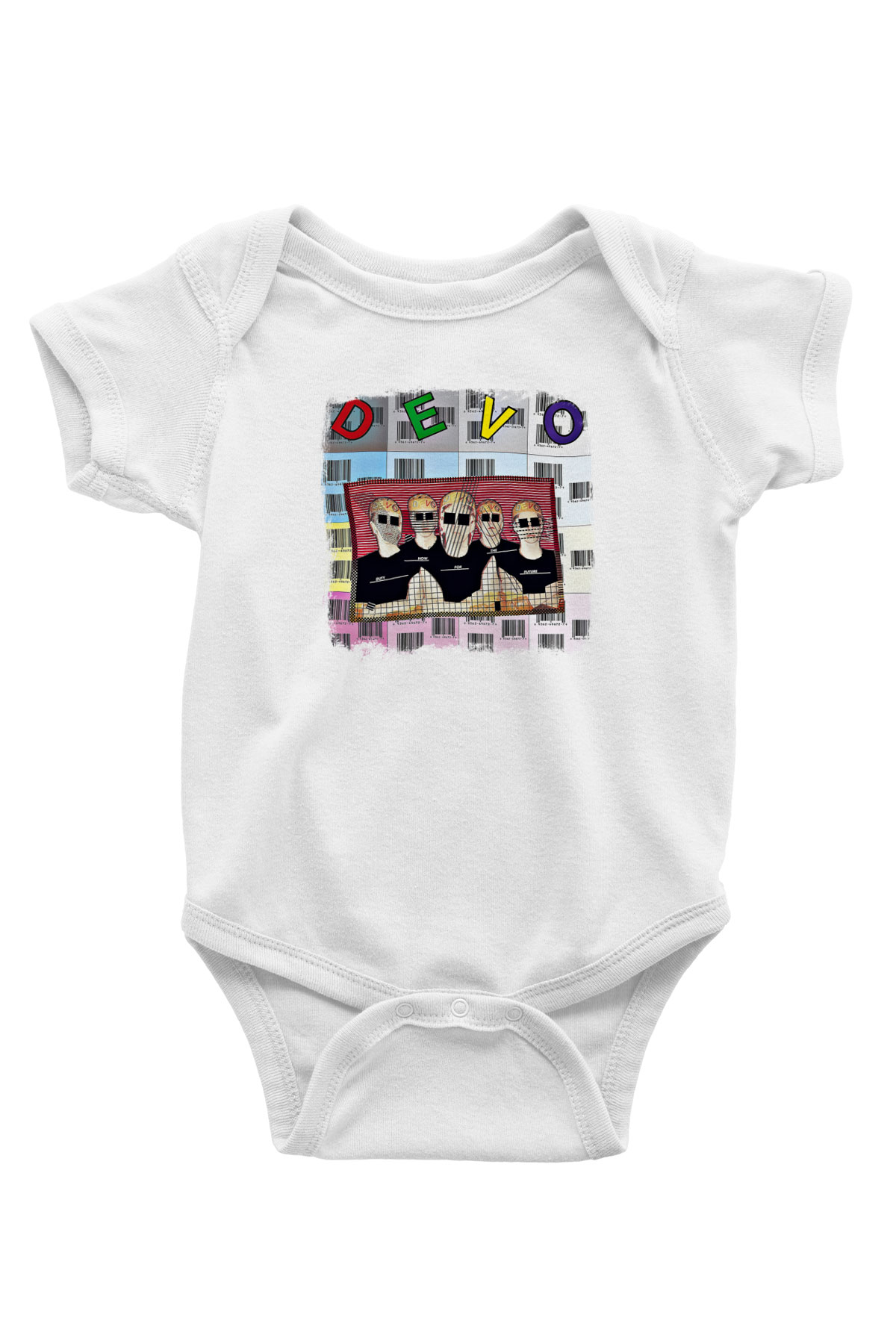 Devo Baskılı Unisex Beyaz Bebek Body - Zıbın