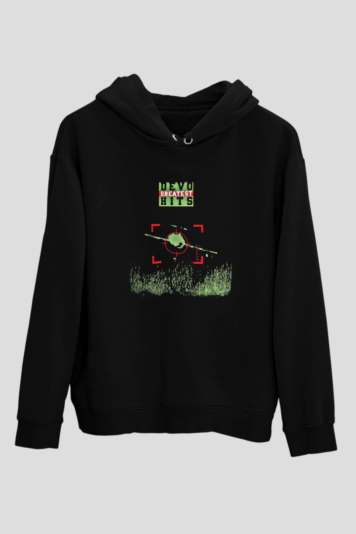 Devo Baskılı Unisex Siyah Hoodie