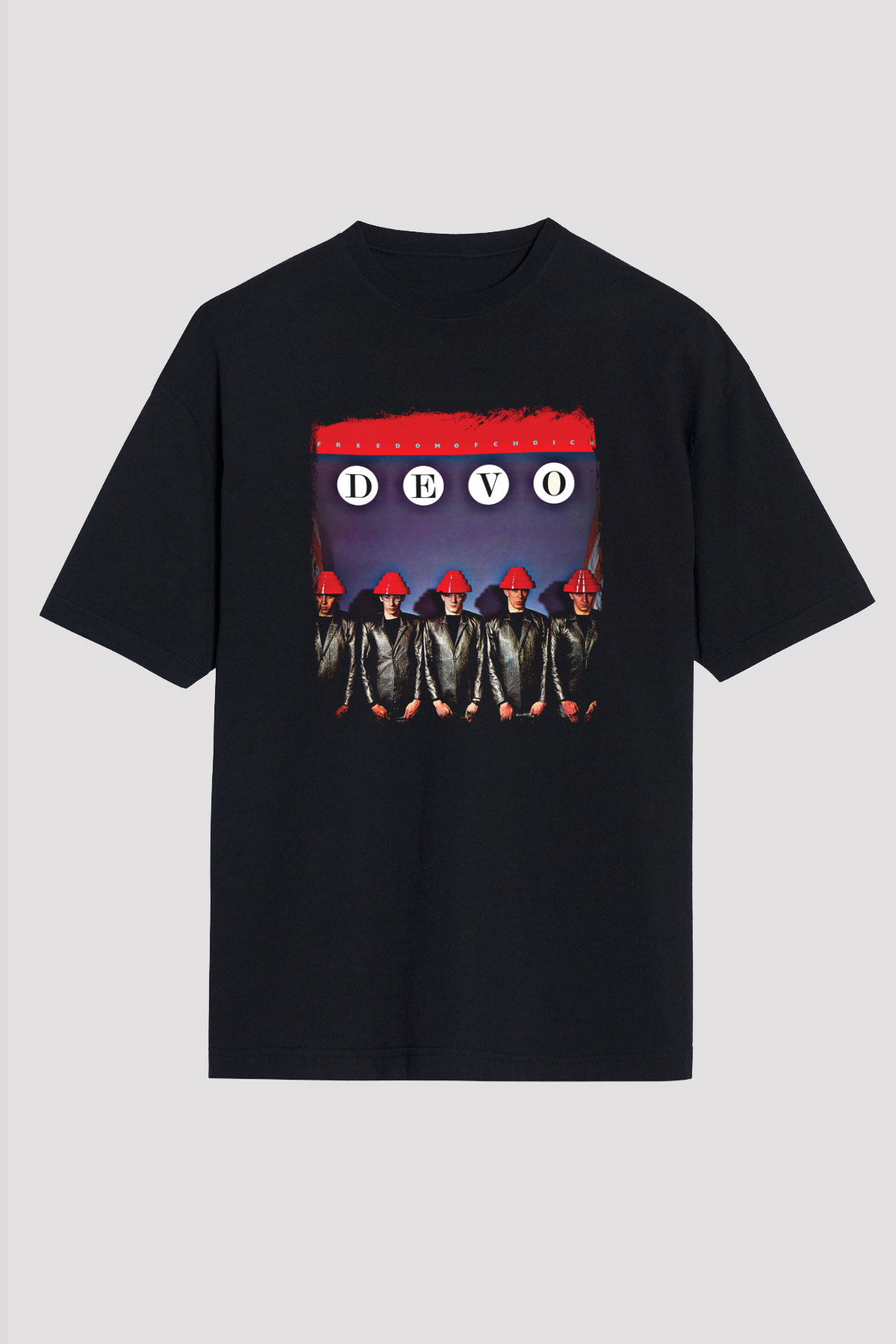 Devo Baskılı Unisex Siyah Oversize Tişört