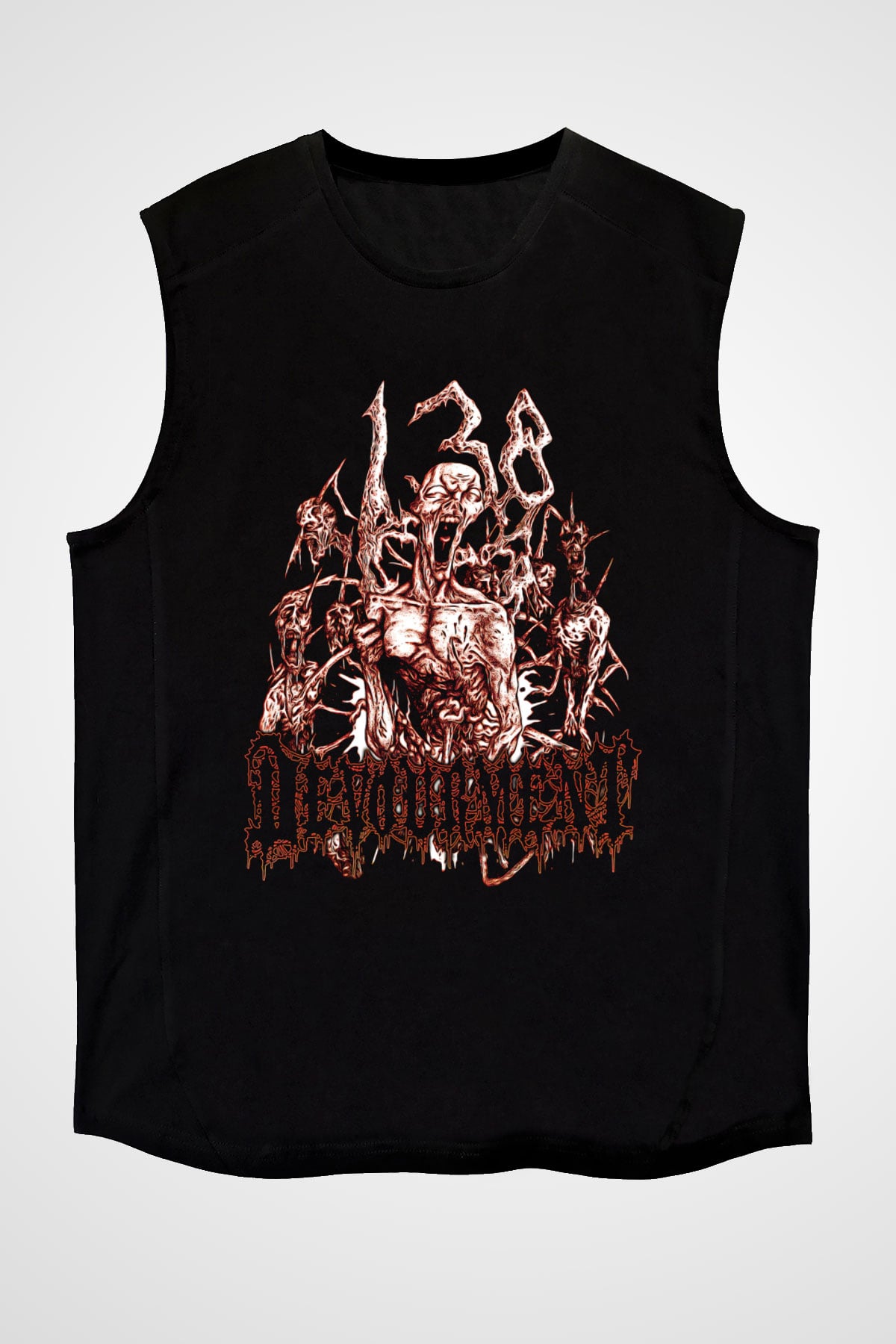 Devourment Baskılı Unisex Siyah Kolsuz Tişört - Tshirt