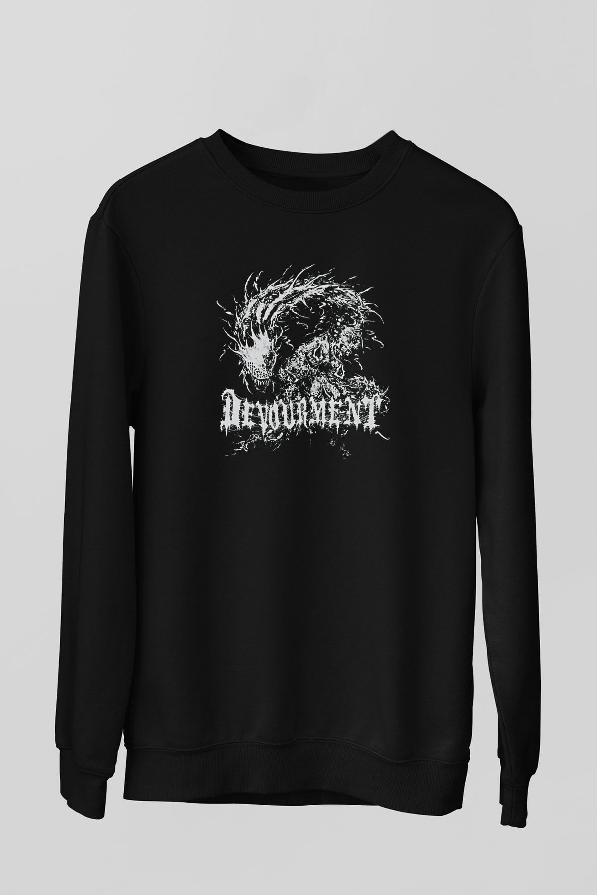Devourment Baskılı Unisex Siyah Sweatshirt