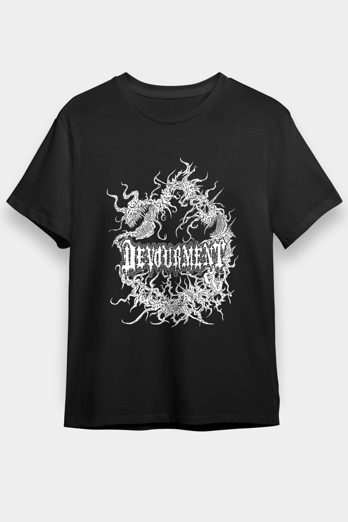 Devourment Baskılı Unisex Siyah Tişört - Tshirt