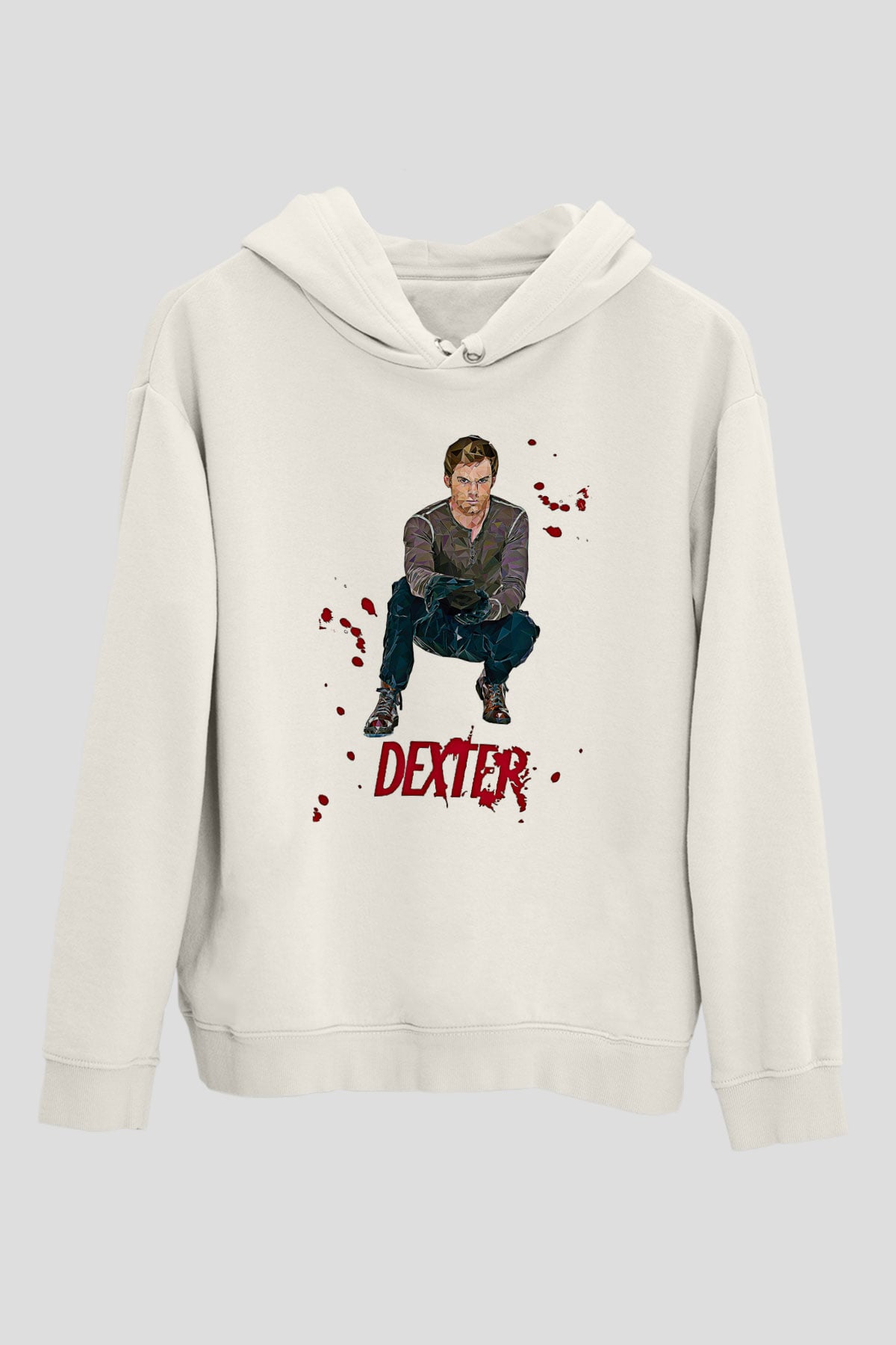Dexter Baskılı Beyaz Unisex Hoodie
