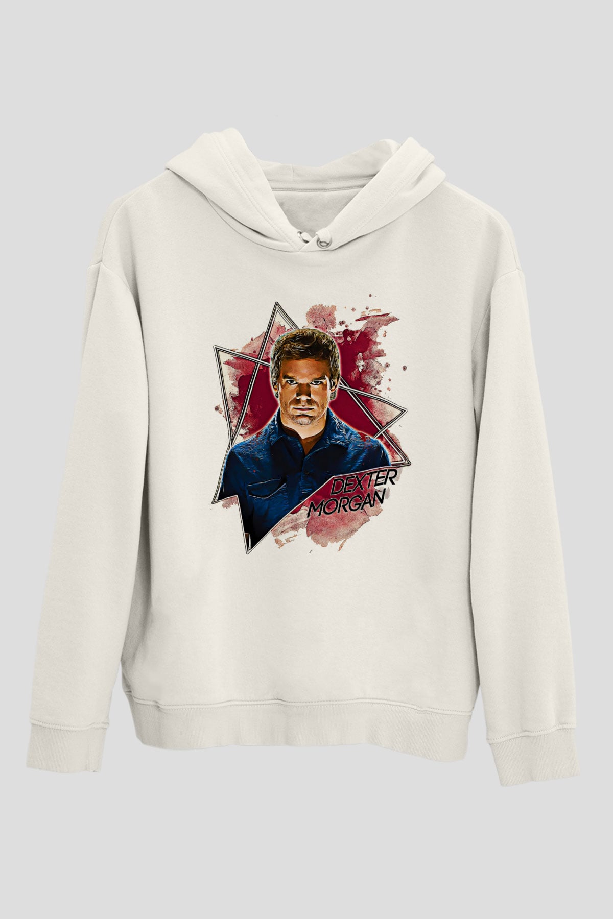 Dexter Baskılı Beyaz Unisex Hoodie