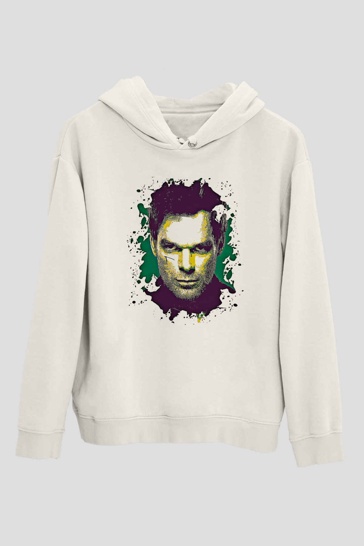 Dexter Baskılı Beyaz Unisex Hoodie