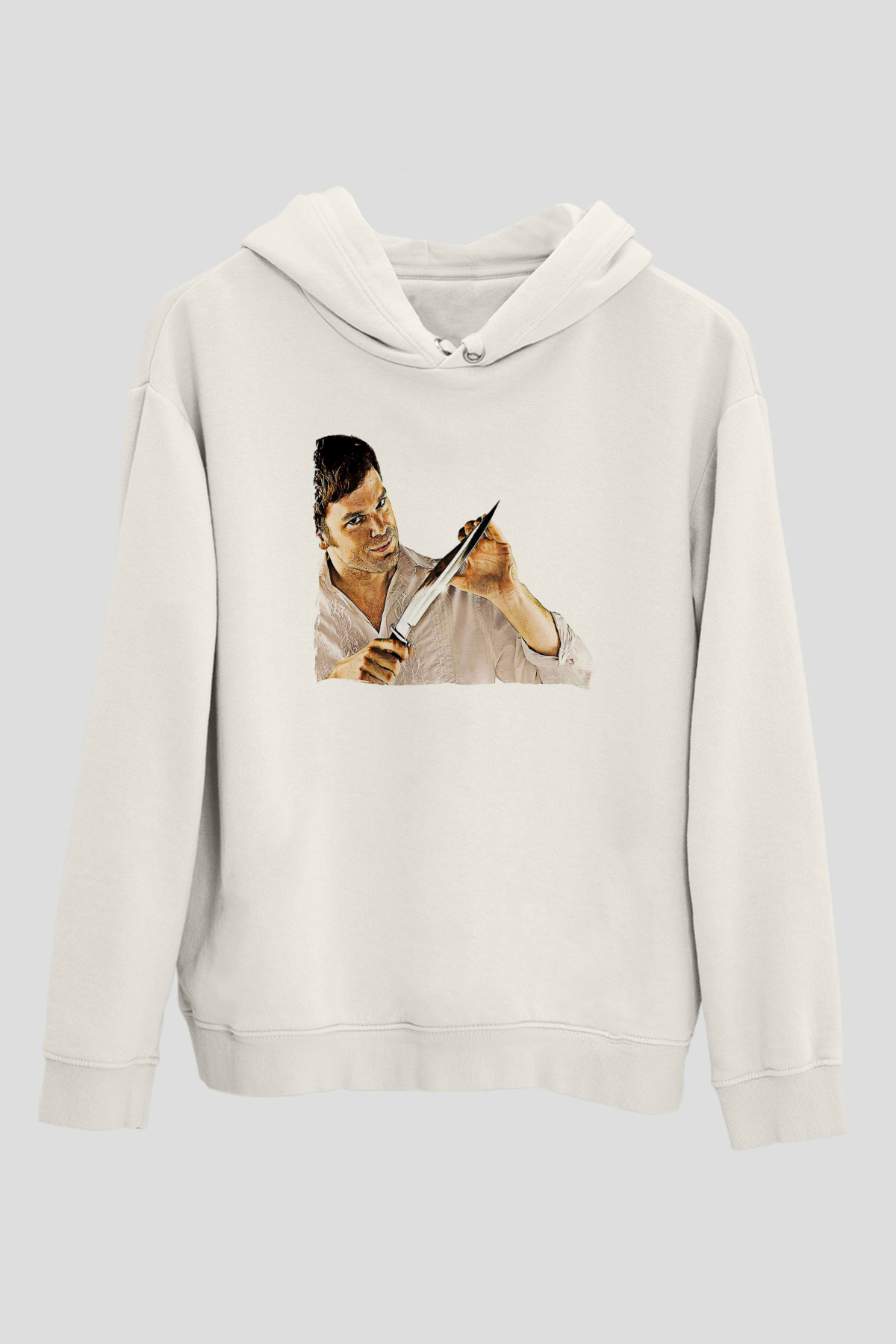 Dexter Baskılı Beyaz Unisex Hoodie