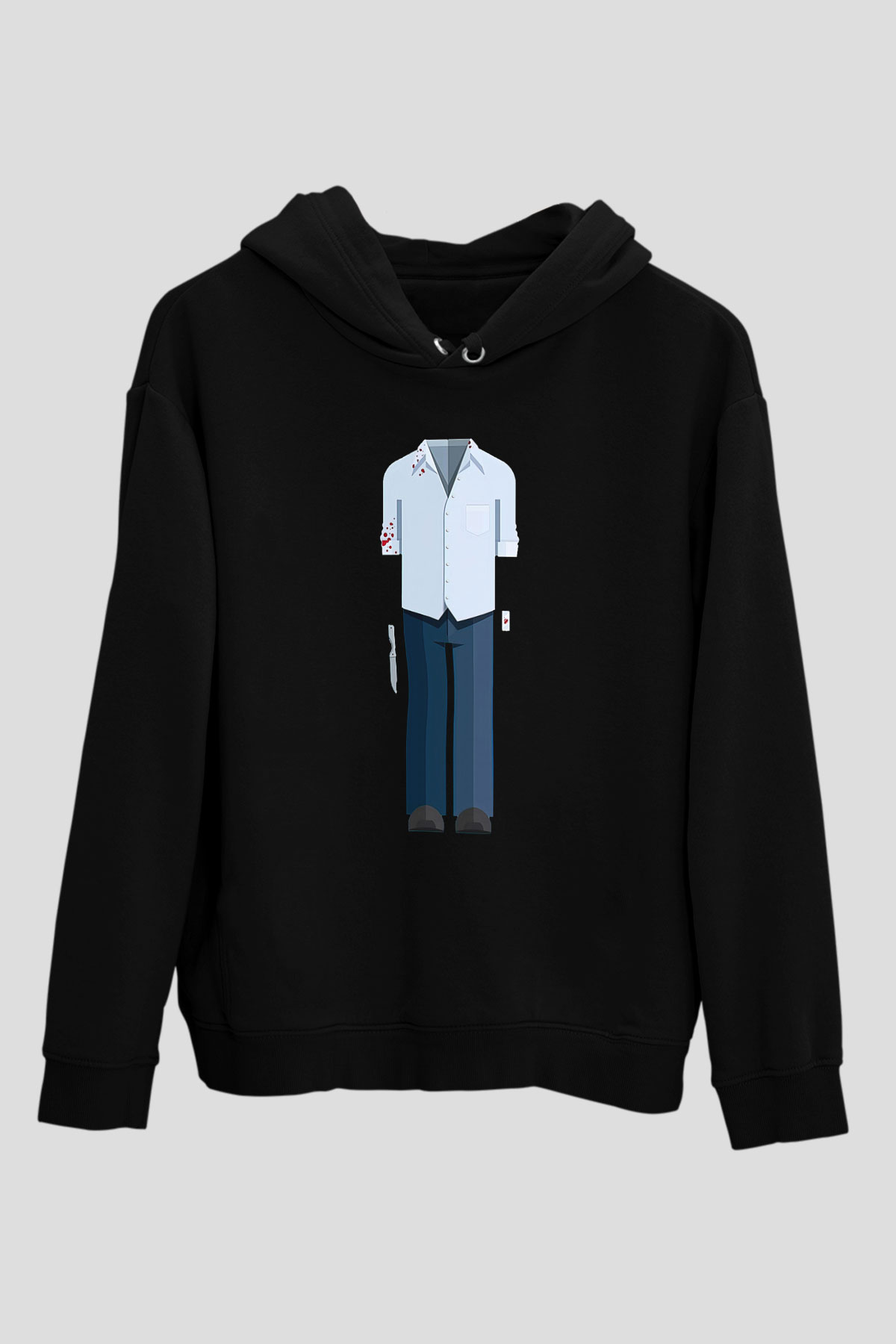 Dexter Baskılı Unisex Siyah Kapüşonlu Sweatshirt