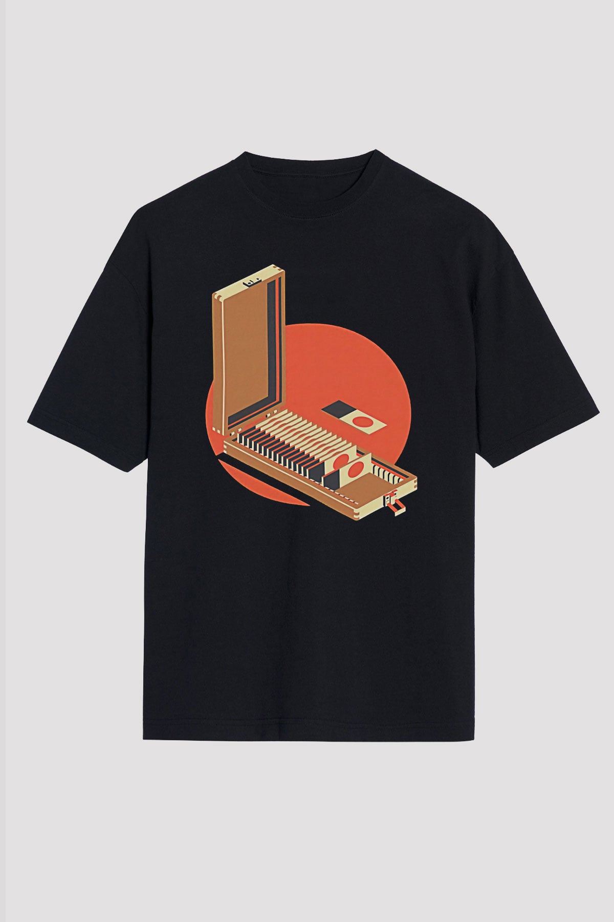 Dexter Baskılı Unisex Siyah Oversize Tişört - Tshirt