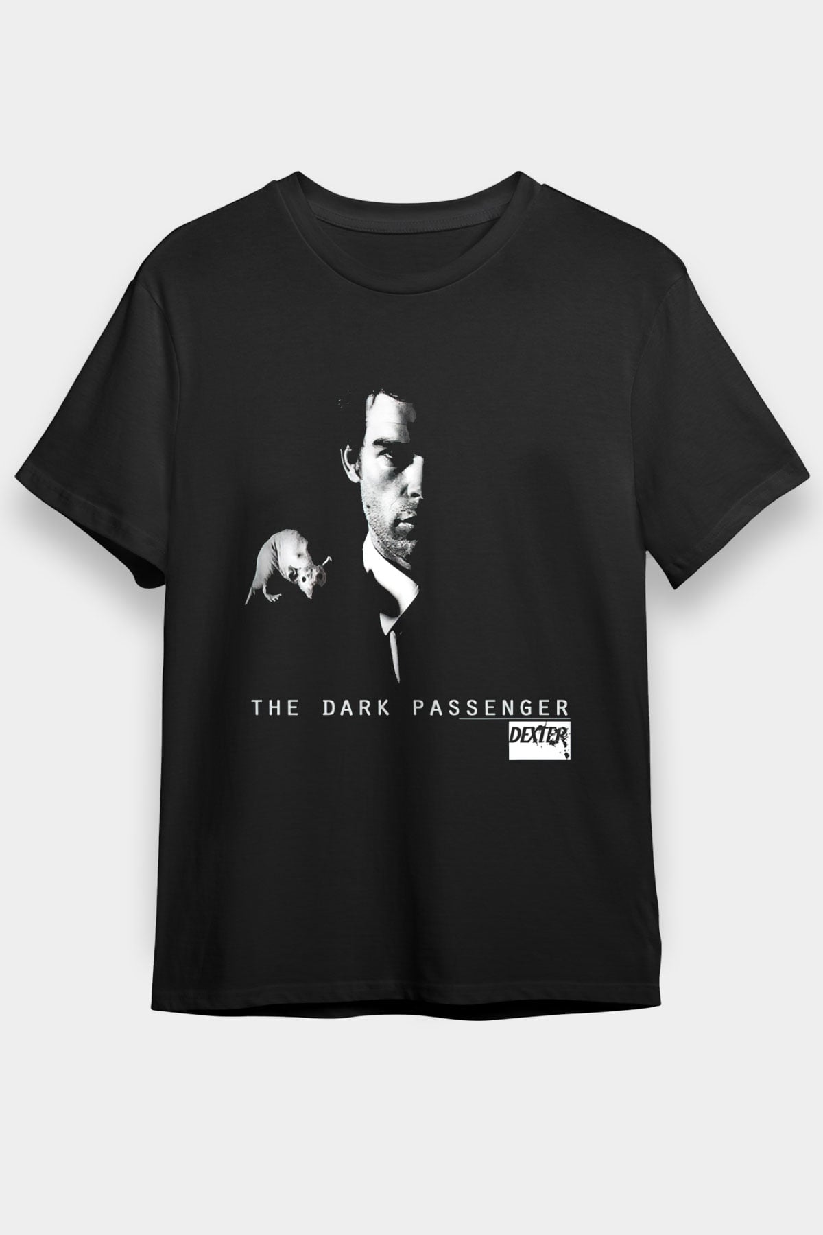 Dexter Baskılı Unisex Siyah Tişört - Tshirt