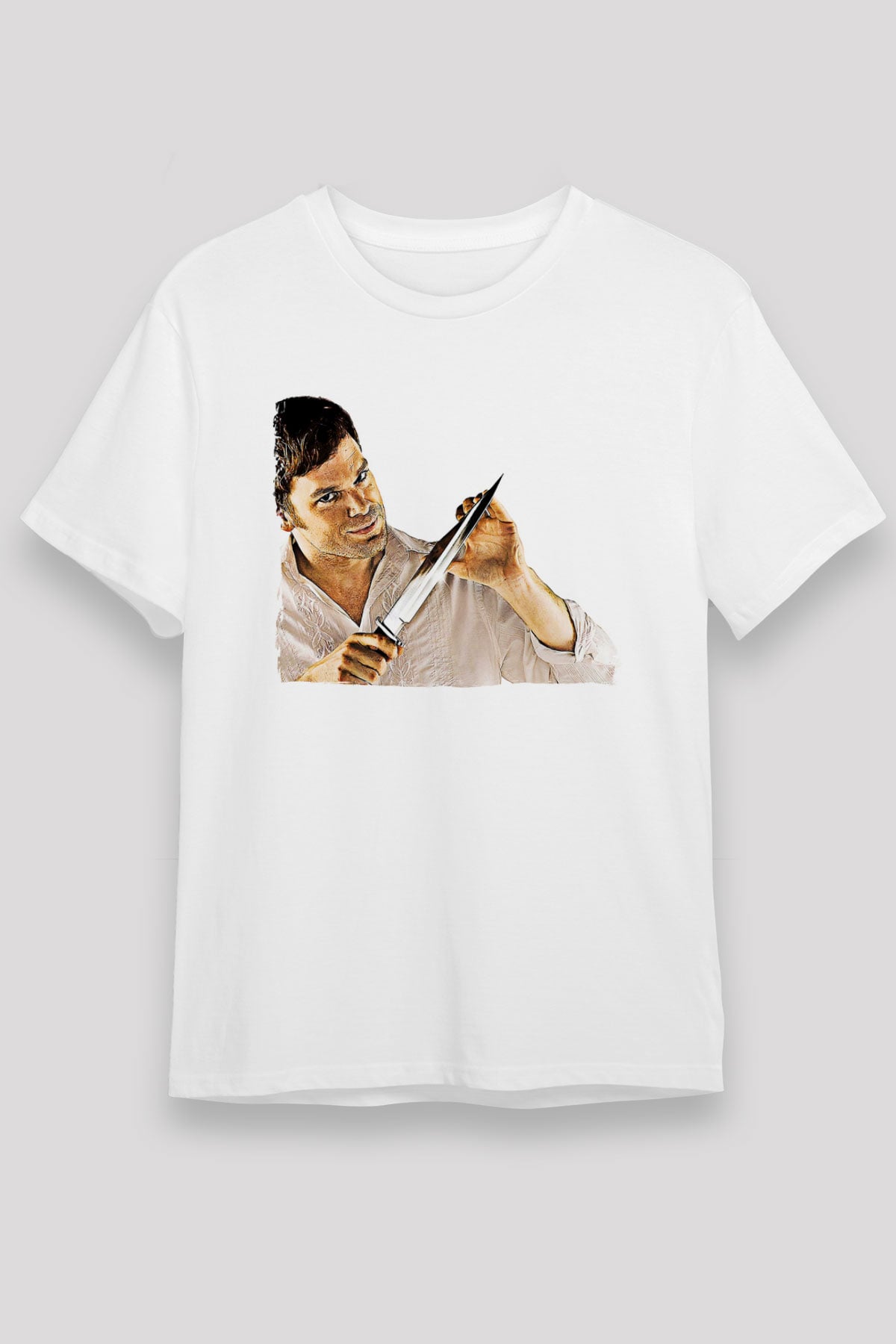 Dexter Unisex Baskılı Beyaz Tişört - Tshirt