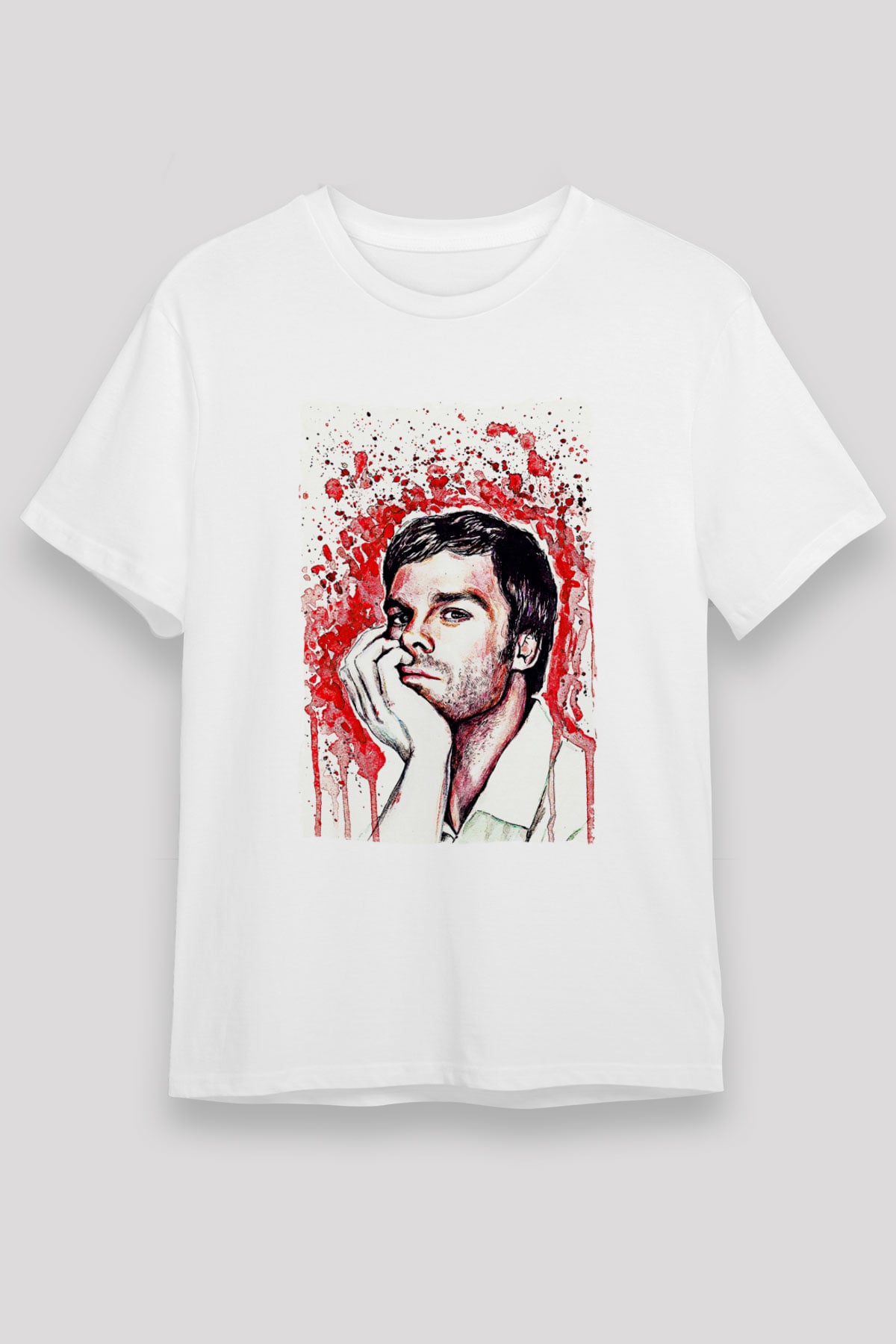 Dexter Unisex Baskılı Beyaz Tişört - Tshirt