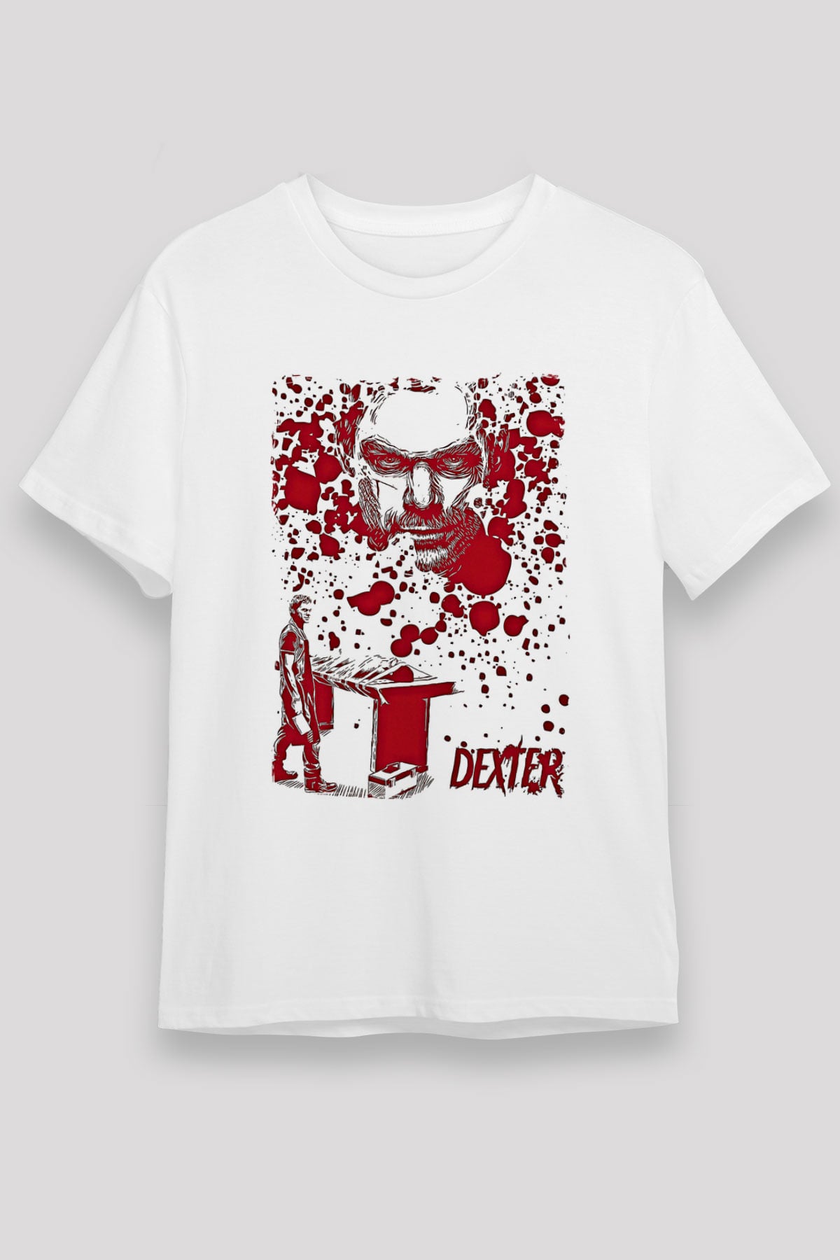 Dexter Unisex Baskılı Beyaz Tişört - Tshirt