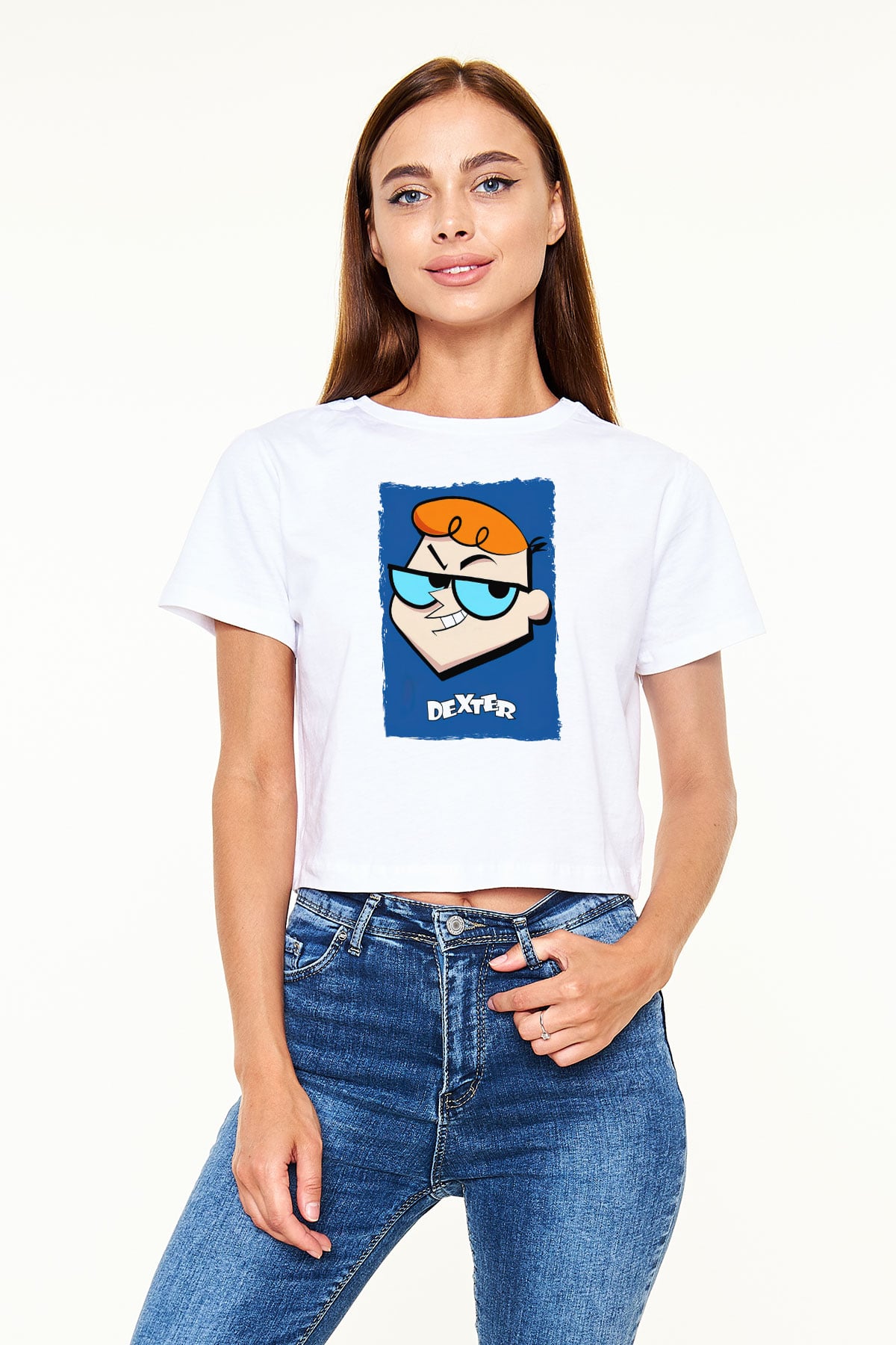 Dexter's Laboratory Beyaz  Crop Top Tişört