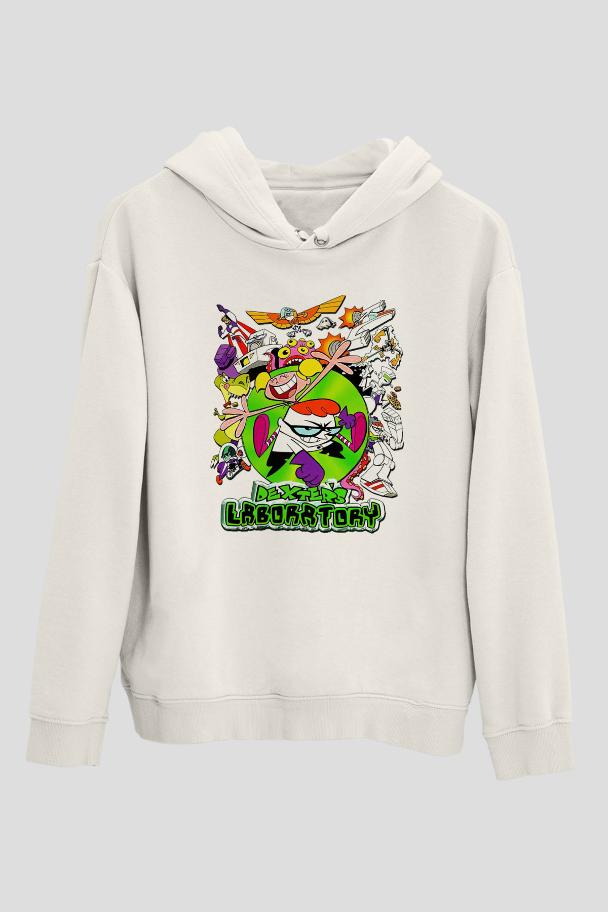 Dexter's Laboratory Beyaz Unisex Kapşonlu Sweatshirt