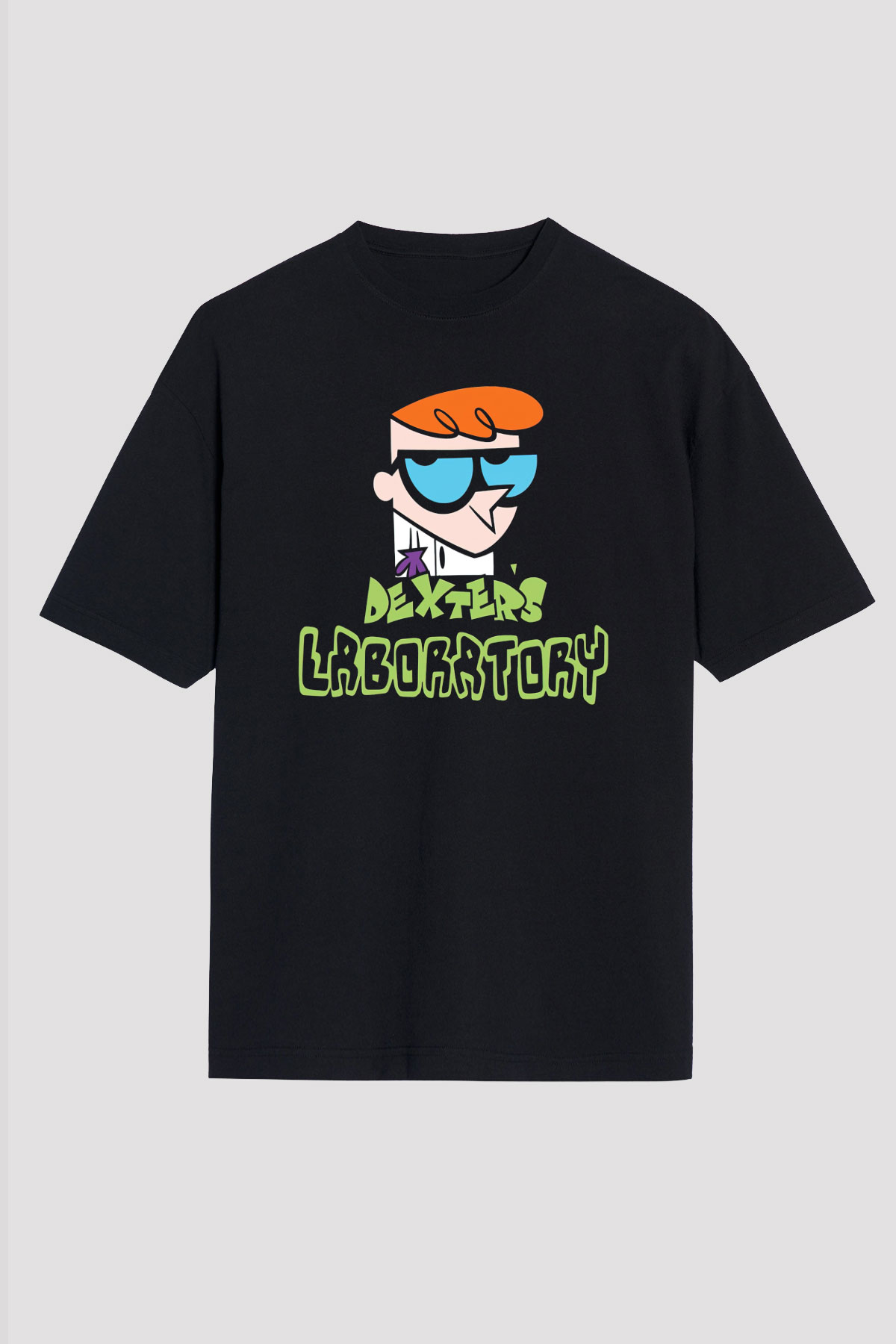 Dexter's Laboratory Siyah Unisex Oversize Tişört T-Shirt