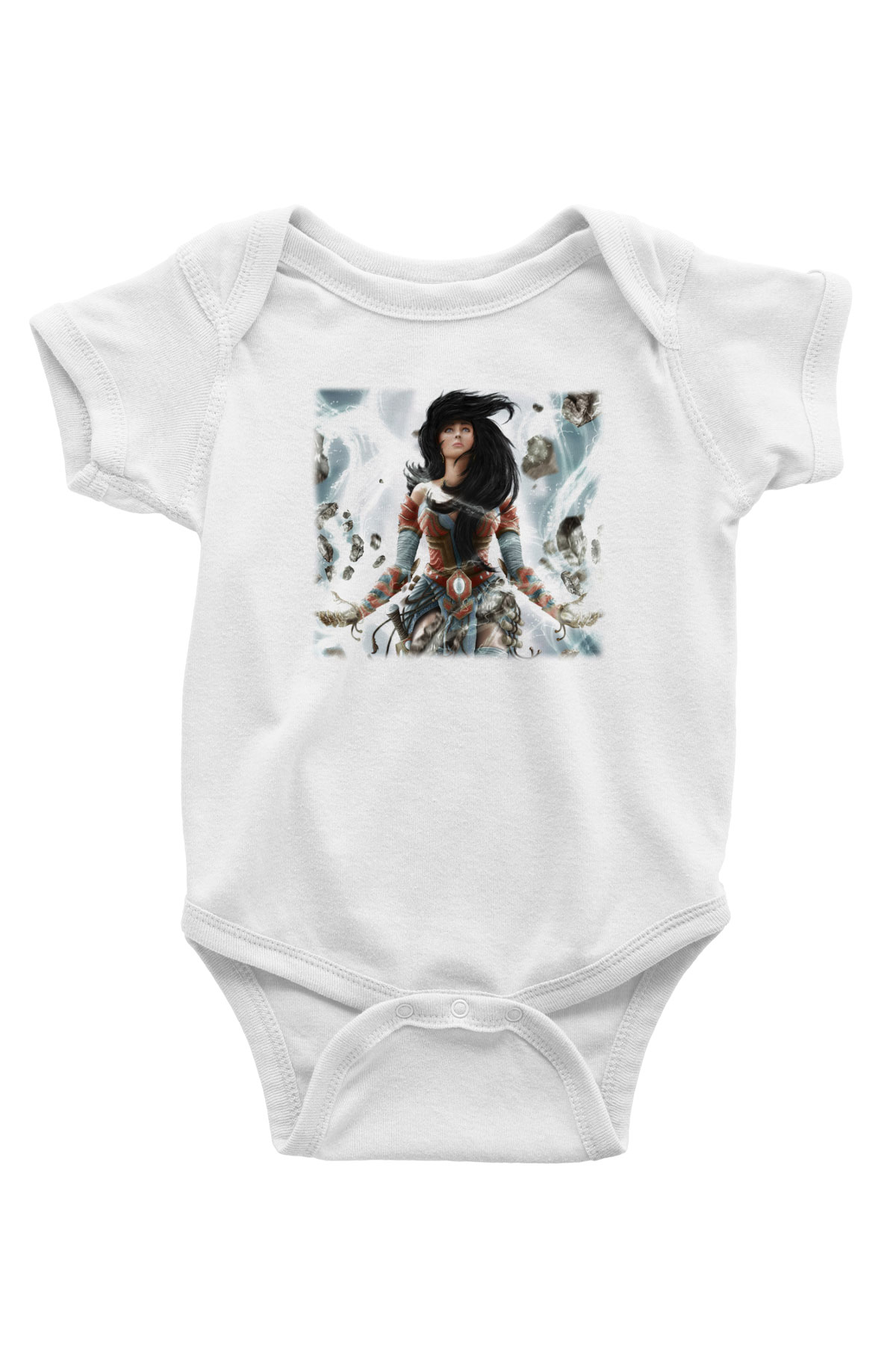 Diablo Baskılı Beyaz Unisex Bebek Body - Zıbın