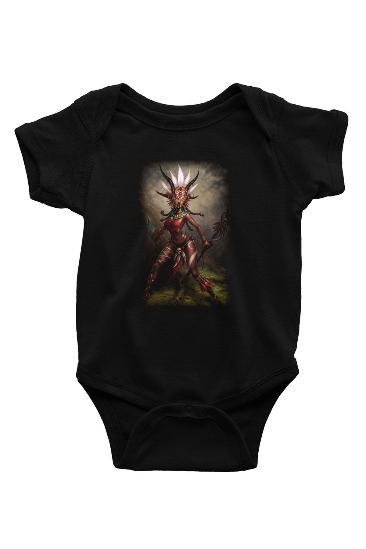 Diablo Baskılı Siyah Bebek Body - Zıbın
