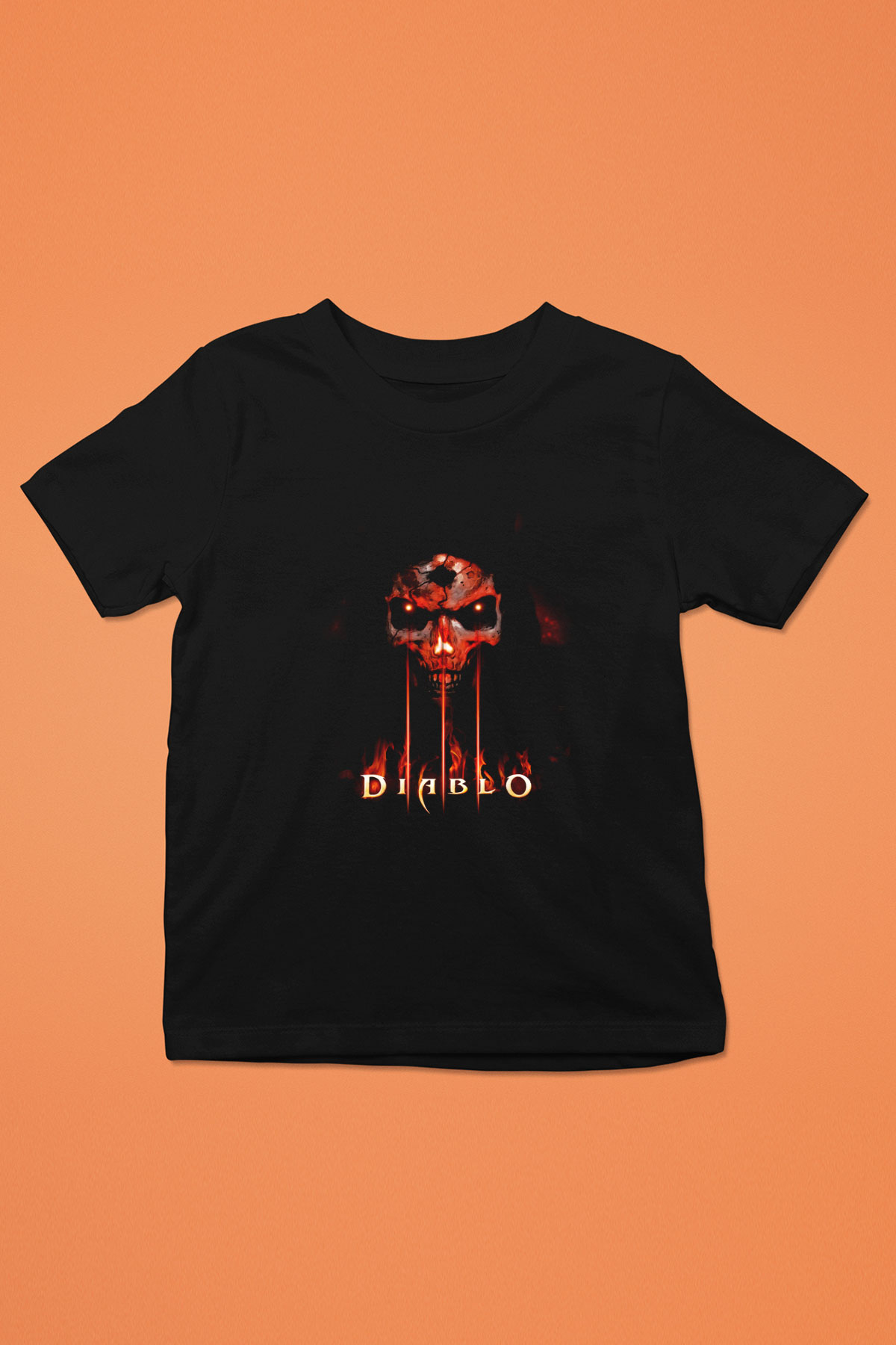 Diablo Baskılı Siyah Unisex Çocuk Tişört