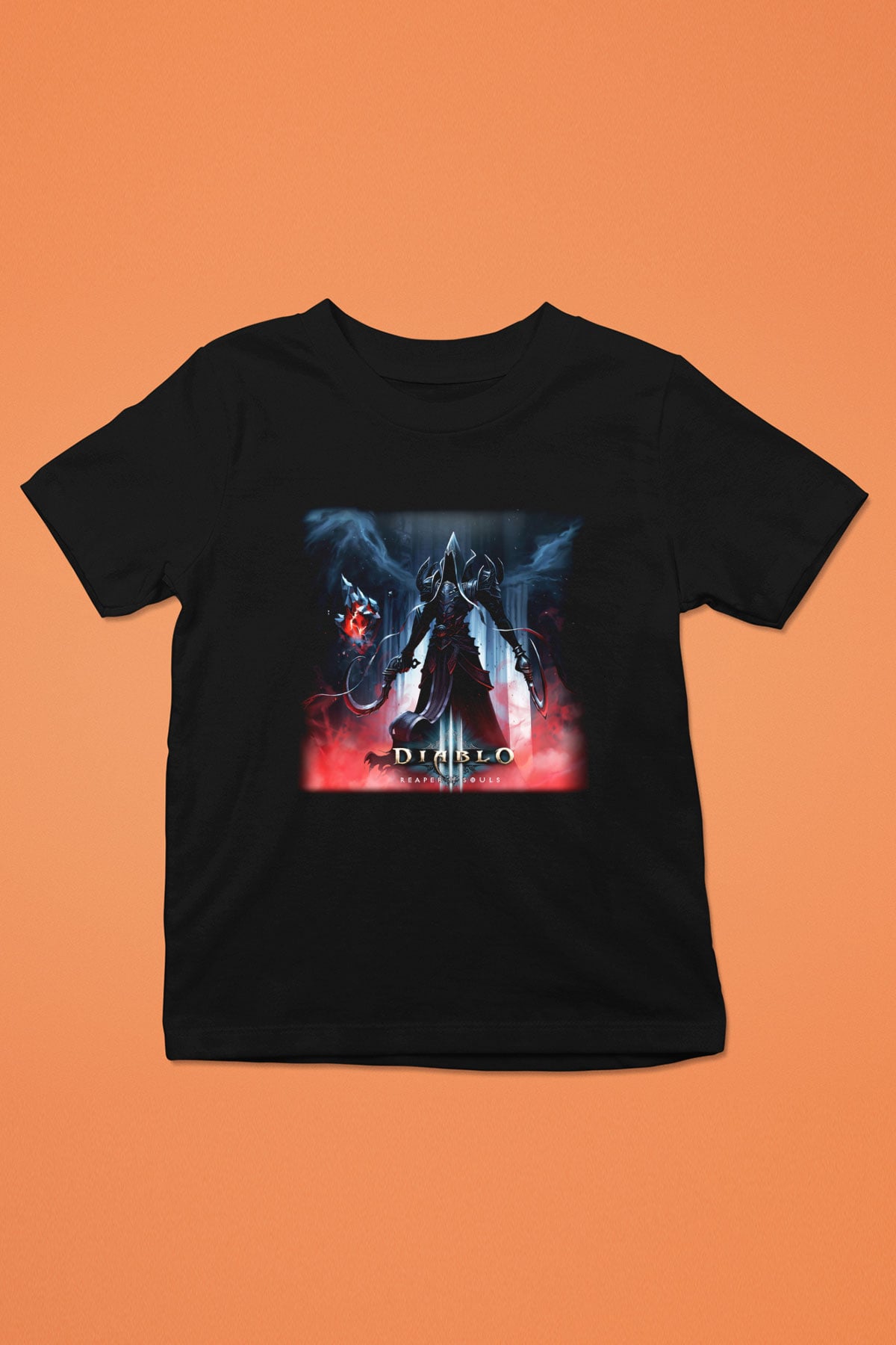 Diablo Baskılı Siyah Unisex Çocuk Tişört