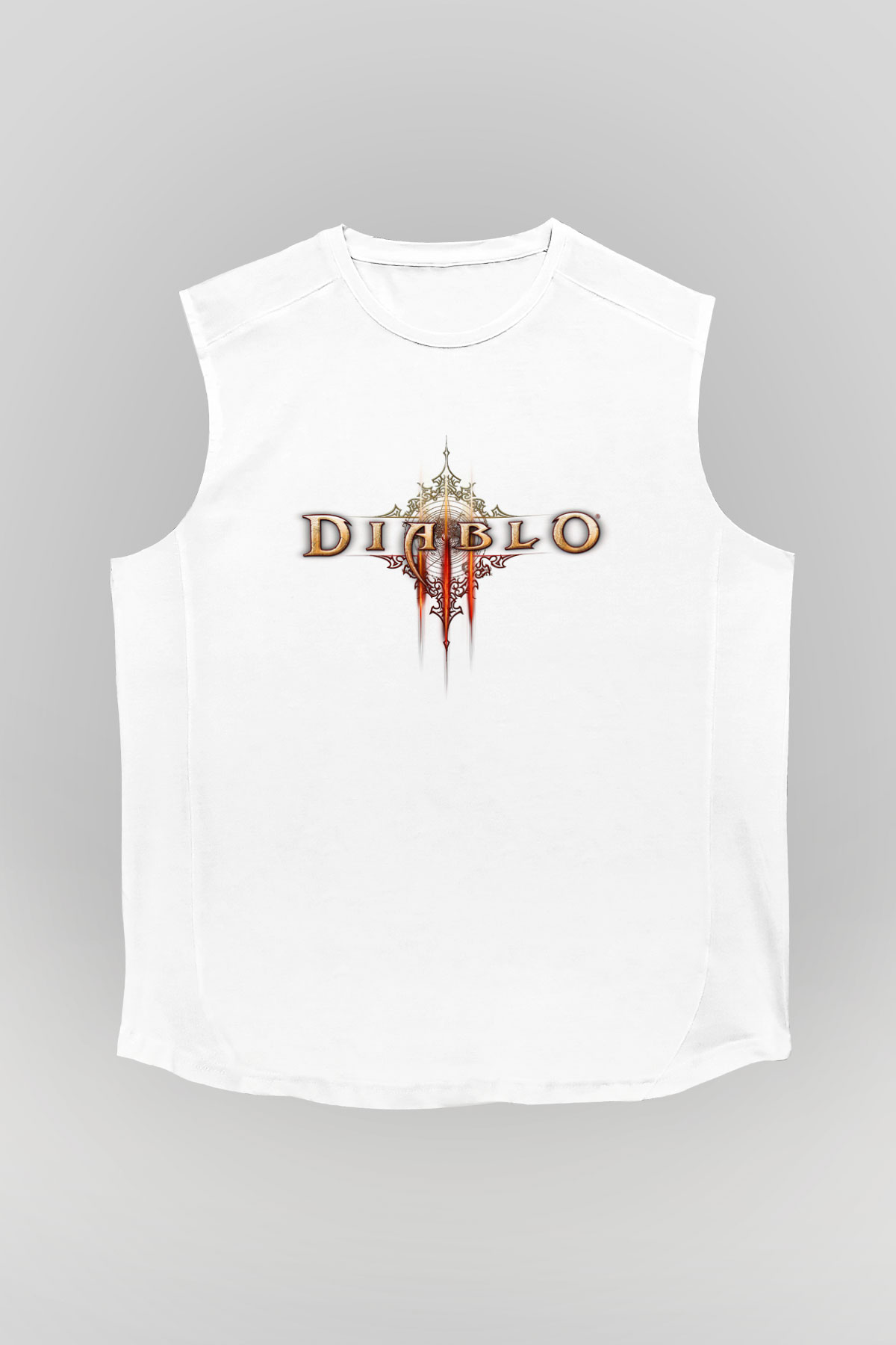 Diablo Beyaz Unisex Kolsuz Tişört