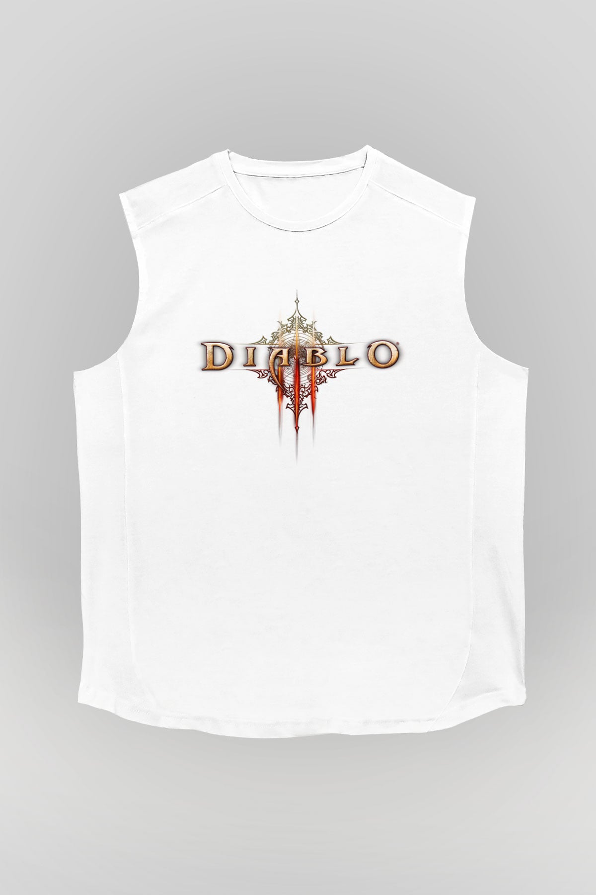 Diablo Beyaz Unisex Kolsuz Tişört