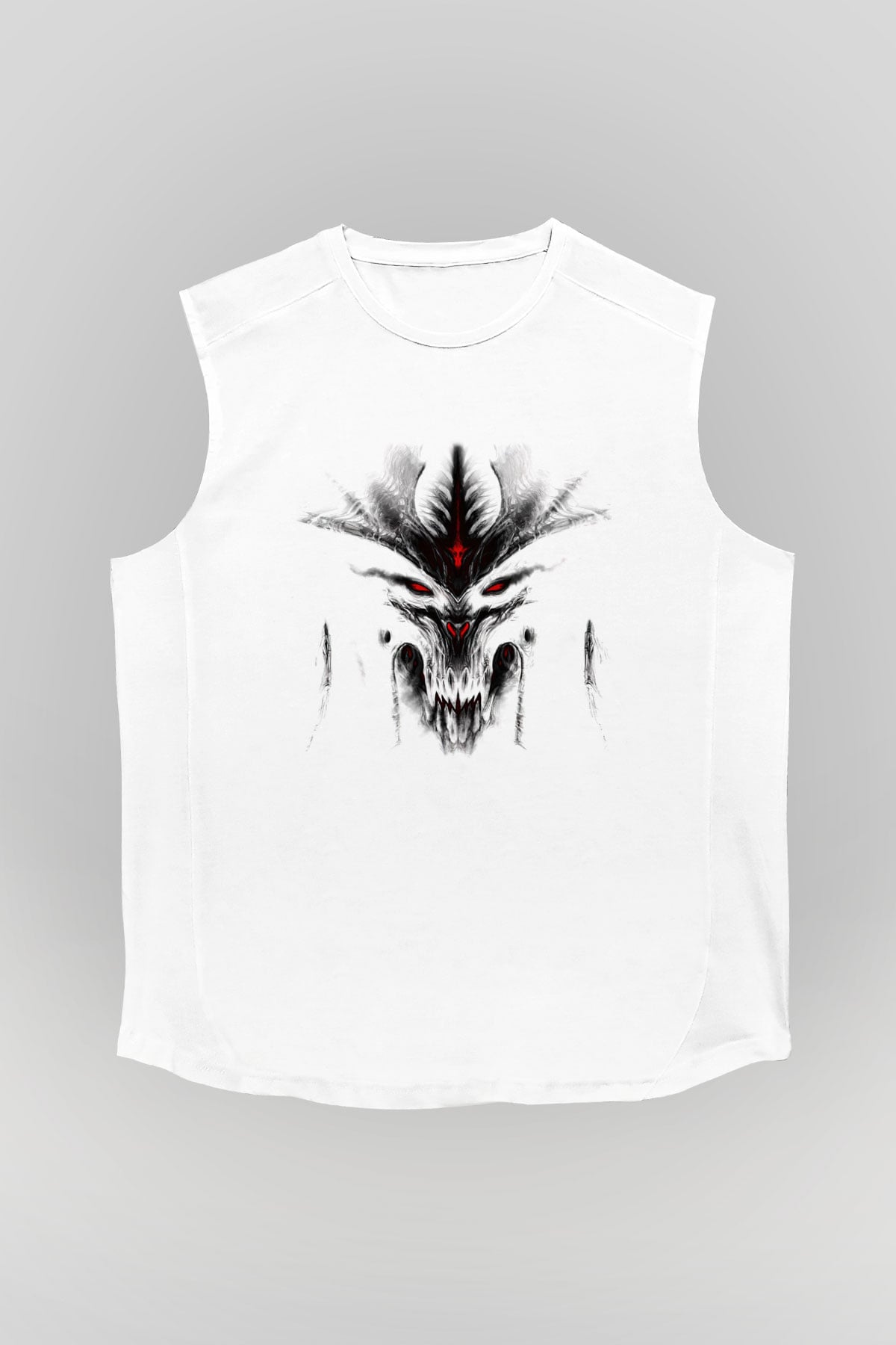 Diablo Beyaz Unisex Kolsuz Tişört