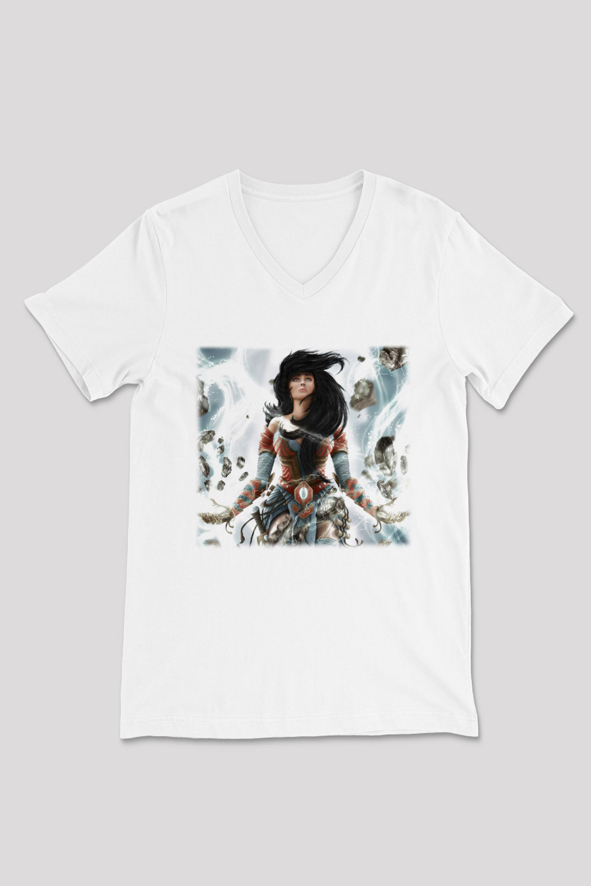 Diablo Beyaz Unisex V Yaka Tişört T-Shirt