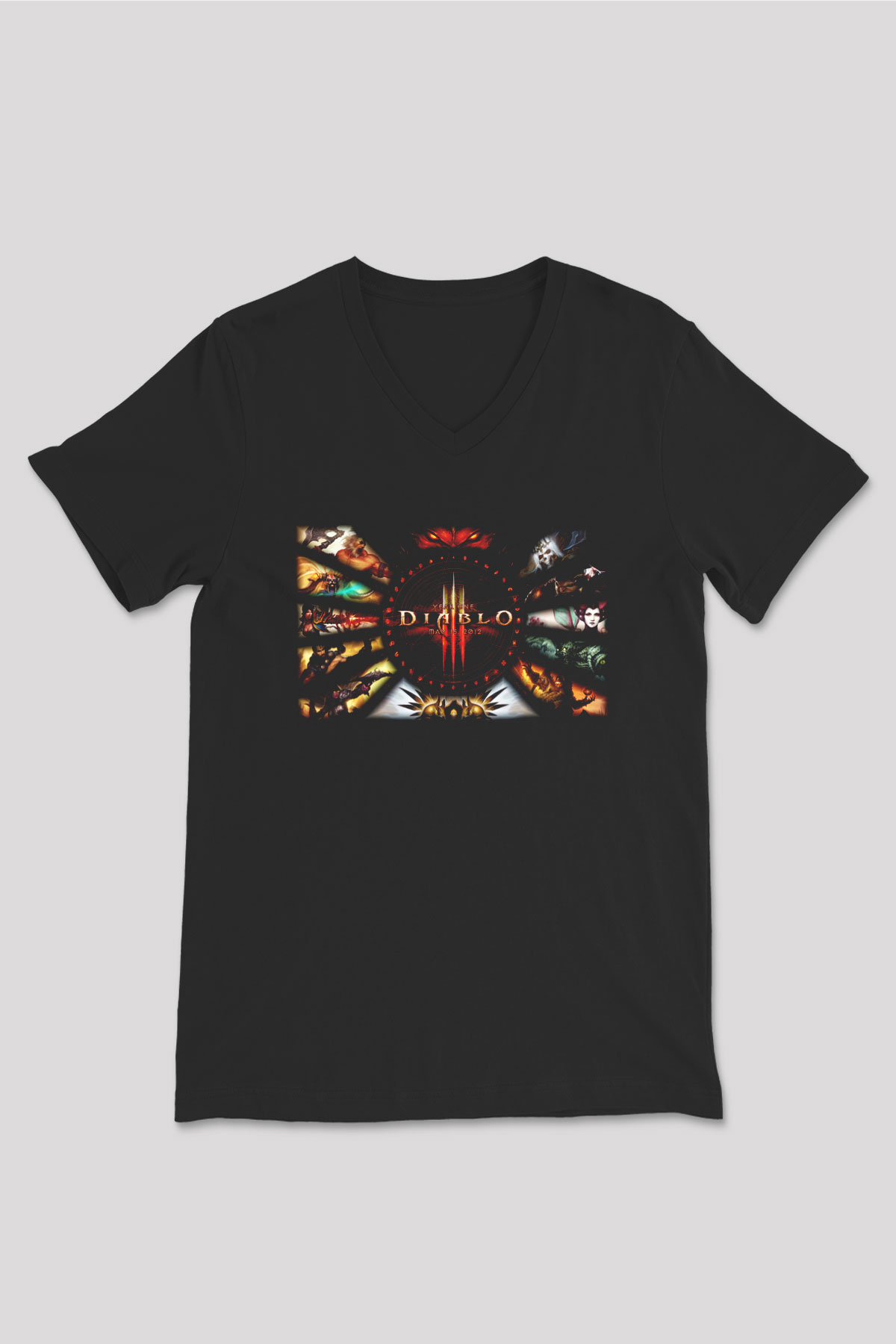 Diablo Siyah Unisex V Yaka Tişört