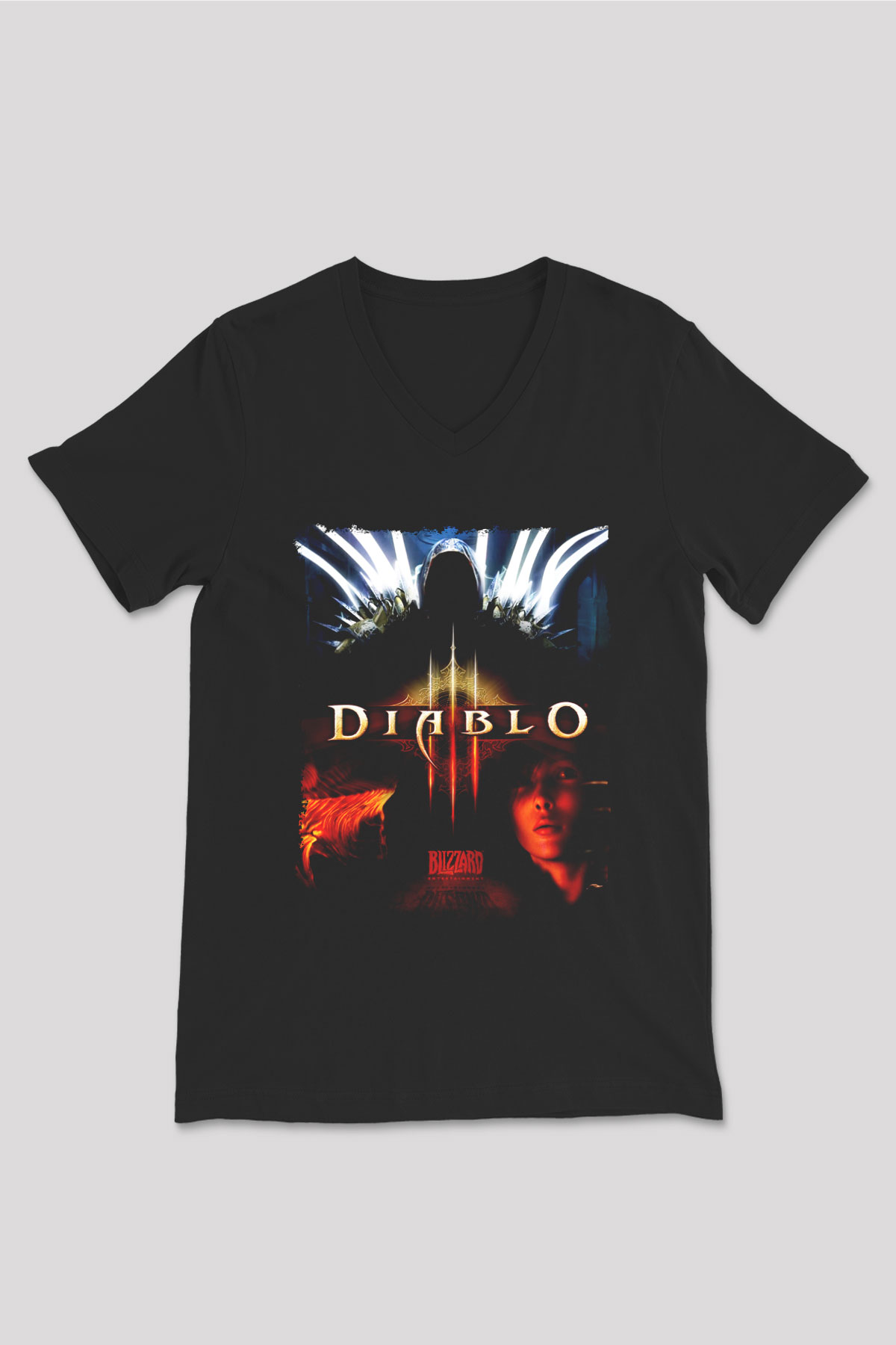 Diablo Siyah Unisex V Yaka Tişört