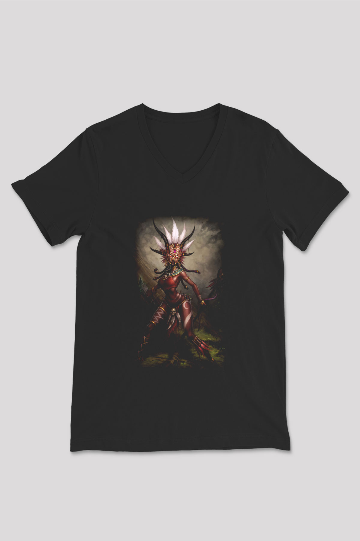 Diablo Siyah Unisex V Yaka Tişört T-Shirt