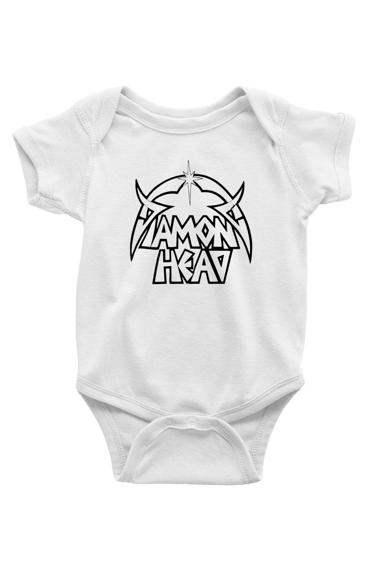 Diamond Head Baskılı Beyaz Unisex Bebek Body - Zıbın
