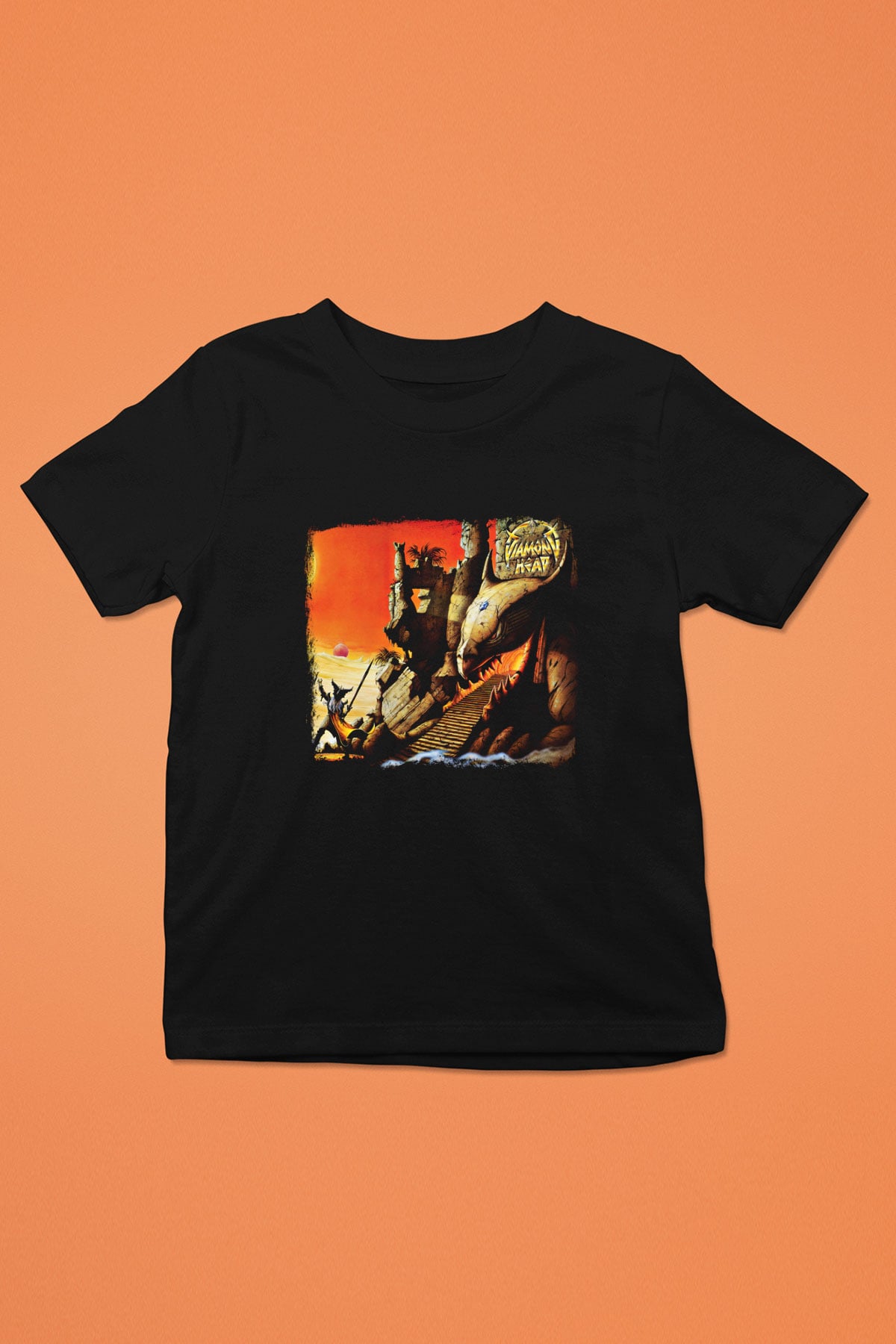 Diamond Head Baskılı Unisex Siyah Çocuk Tişört