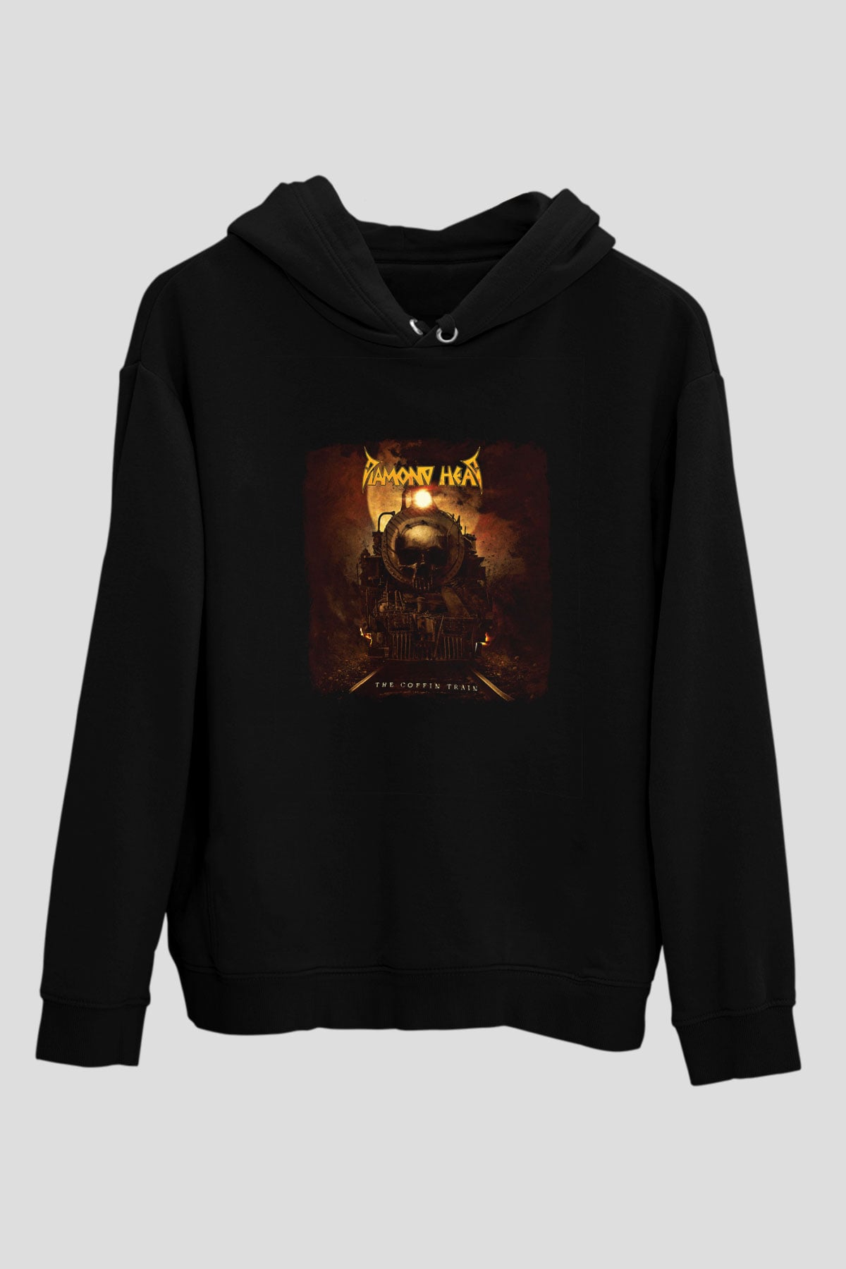 Diamond Head Baskılı Unisex Siyah Hoodie