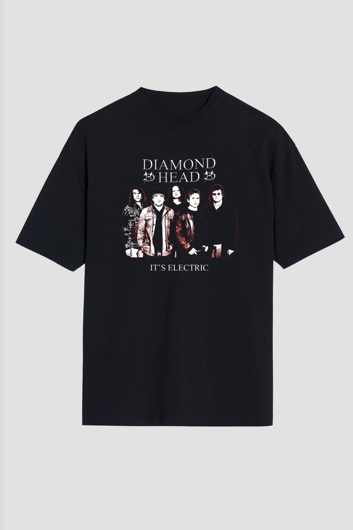 Diamond Head Baskılı Unisex Siyah Oversize Tişört