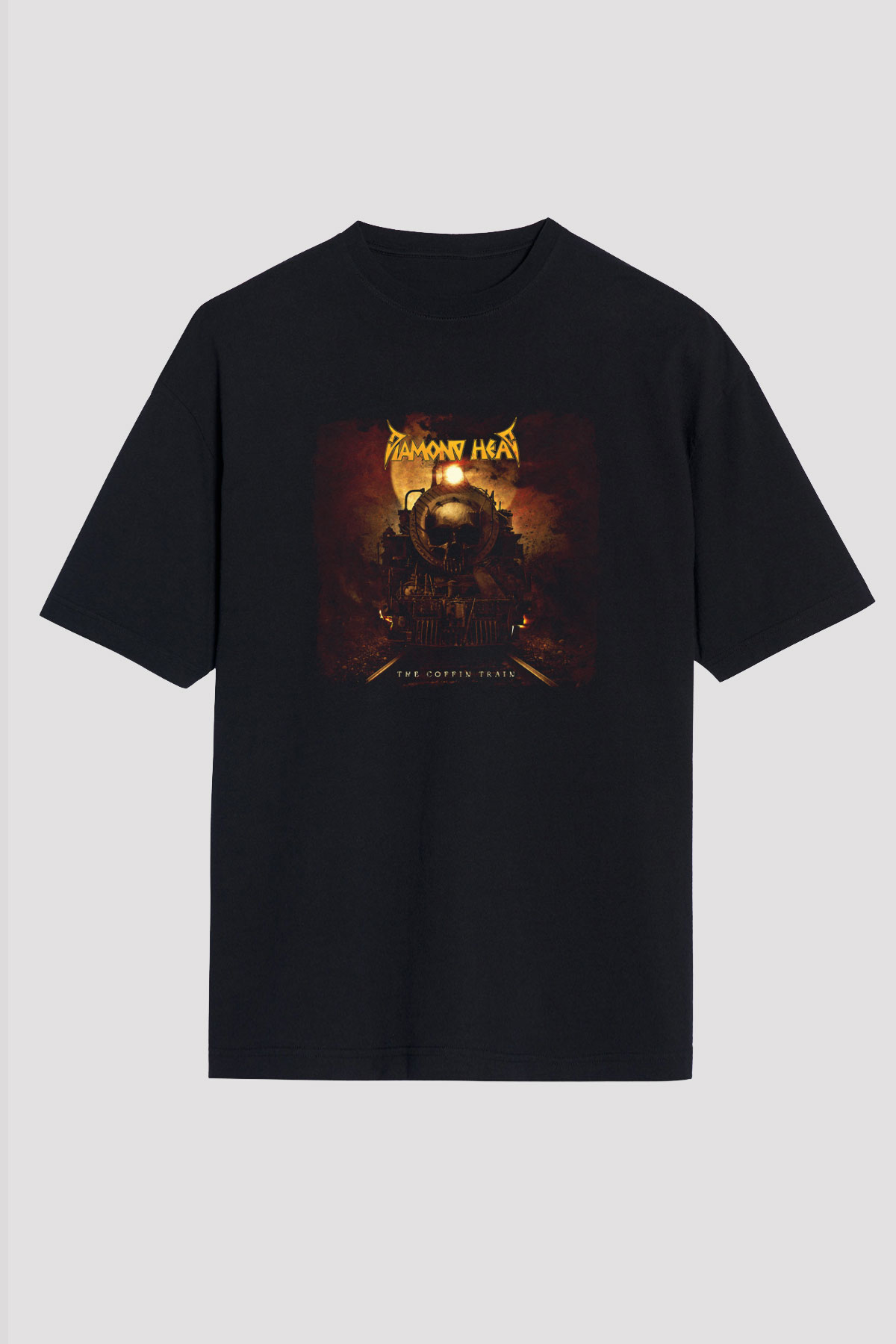 Diamond Head Baskılı Unisex Siyah Oversize Tişört