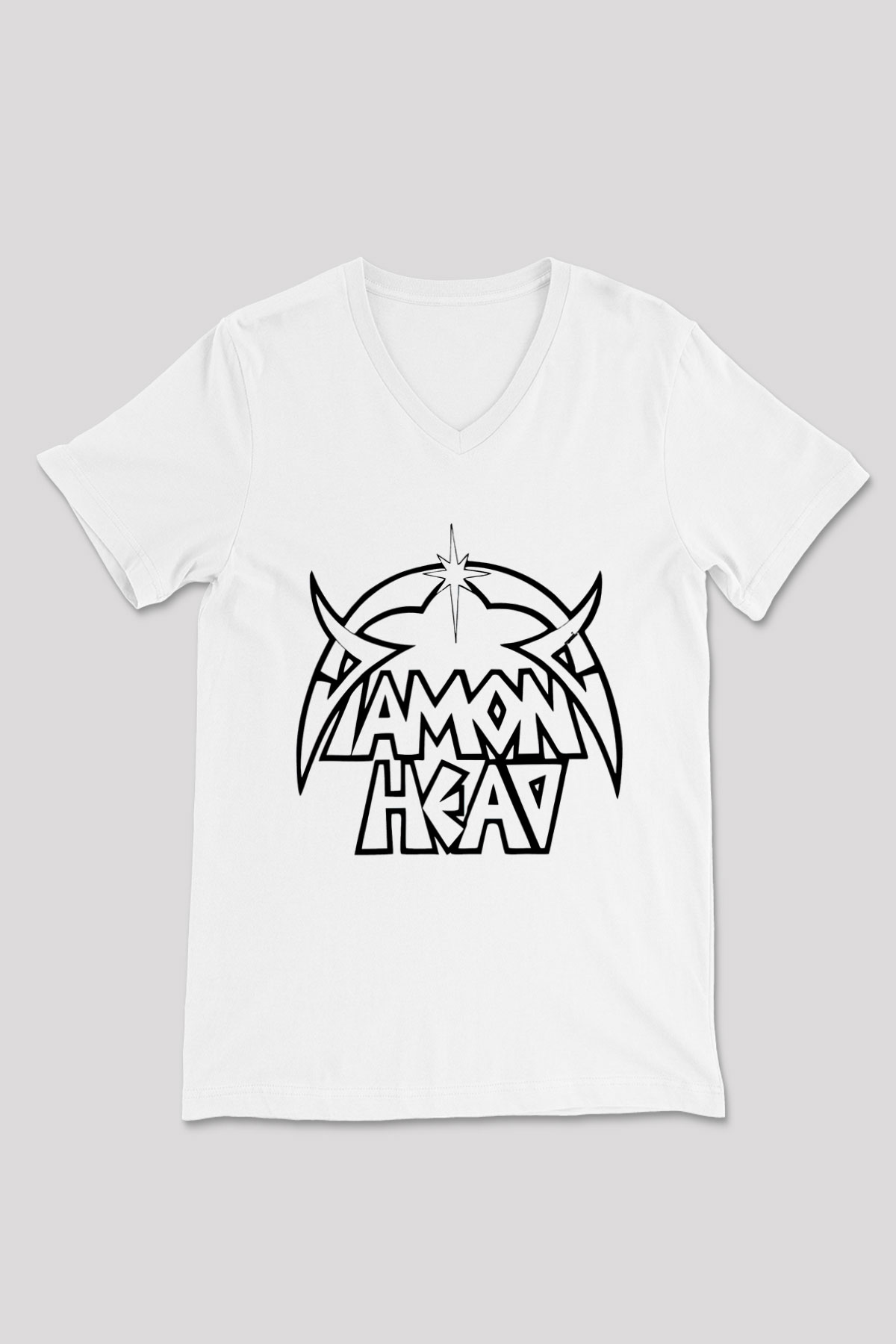 Diamond Head Beyaz Unisex V Yaka Tişört T-Shirt