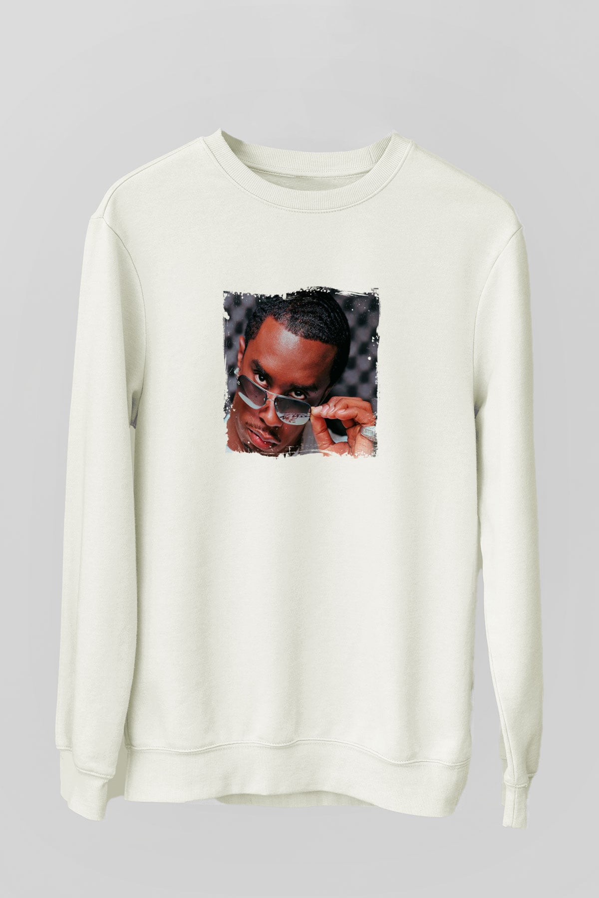Diddy Baskılı Unisex Beyaz Sweatshirt