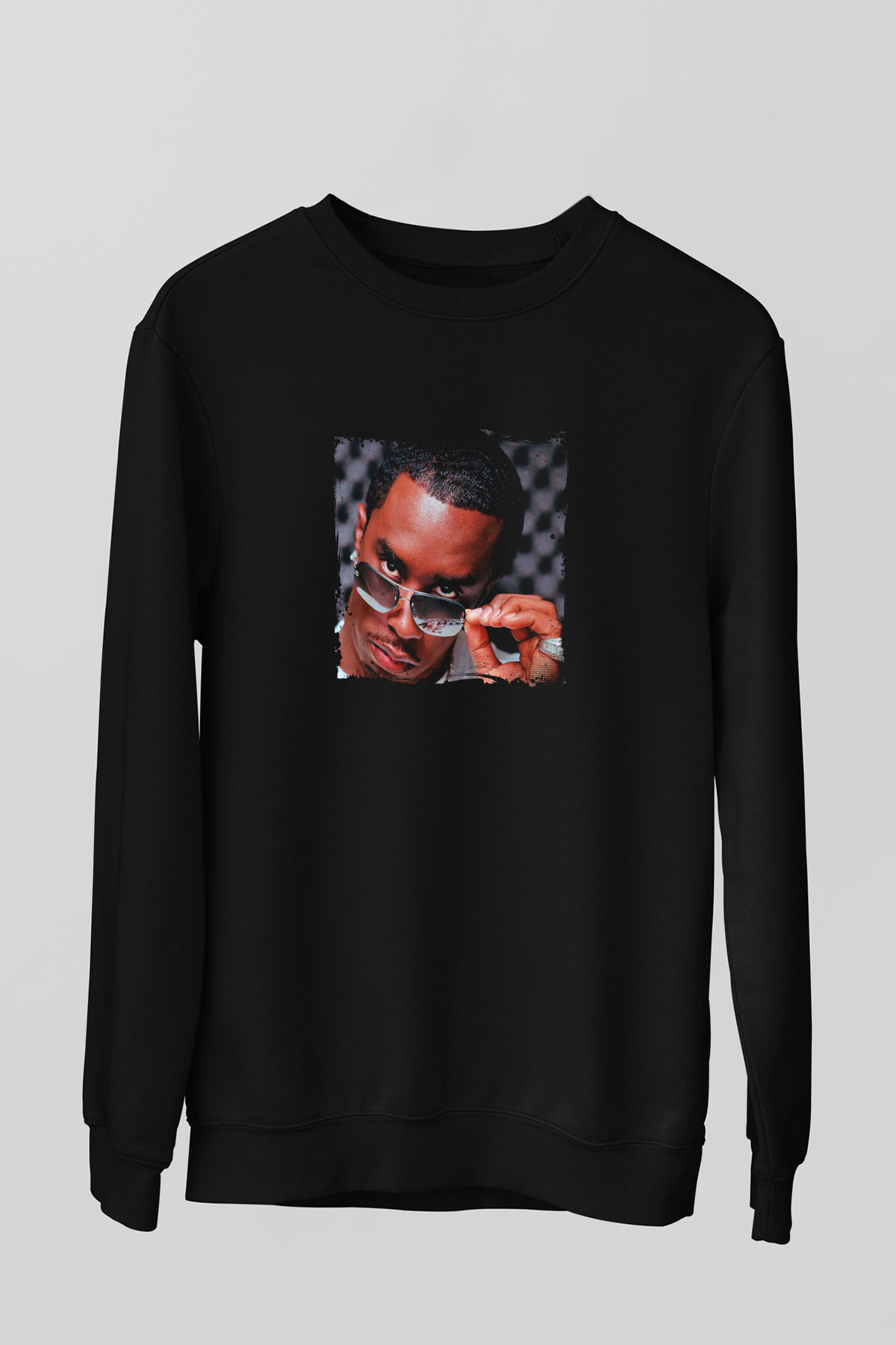 Diddy Baskılı Unisex Siyah Sweatshirt