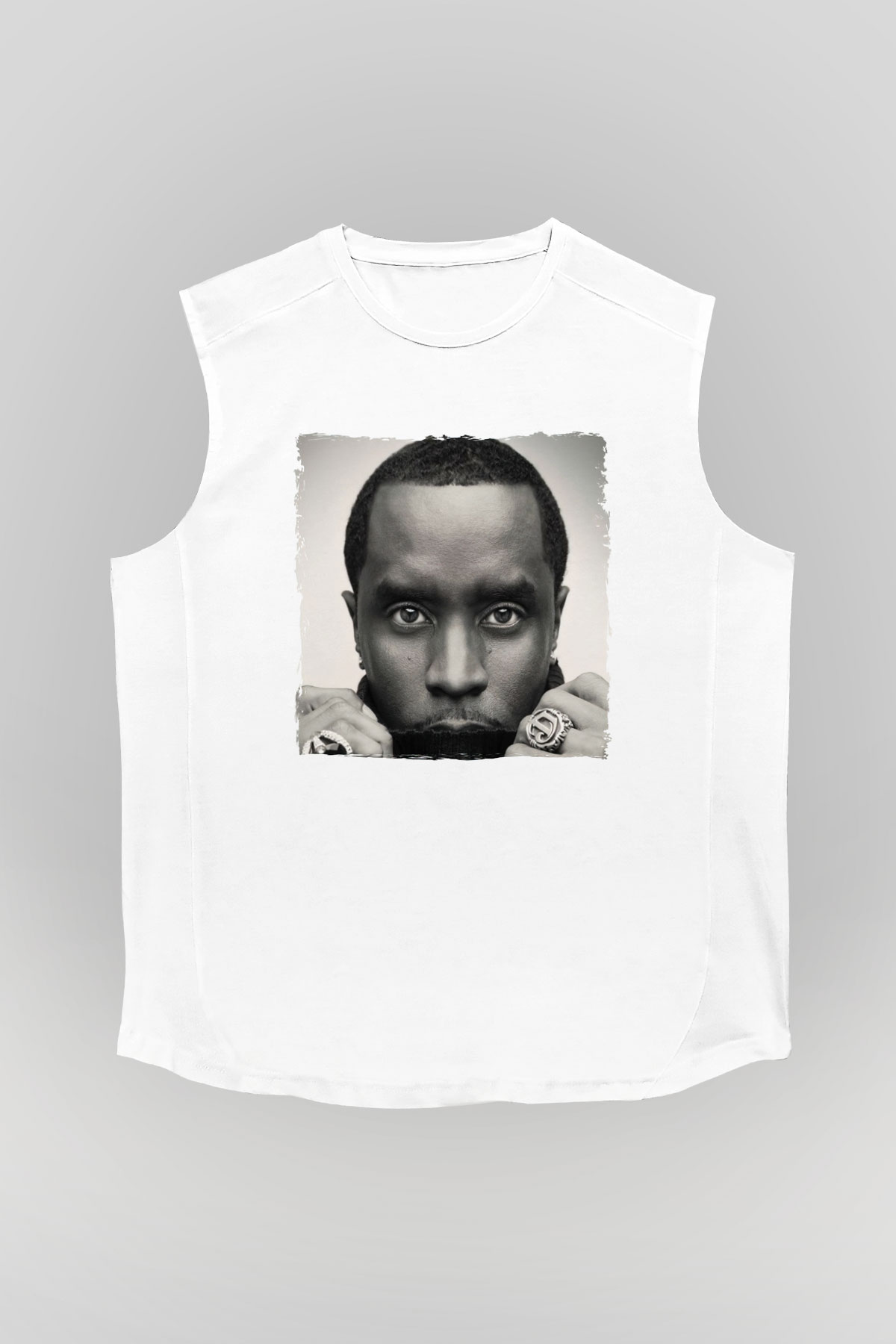 Diddy Beyaz Unisex Kolsuz Tişört