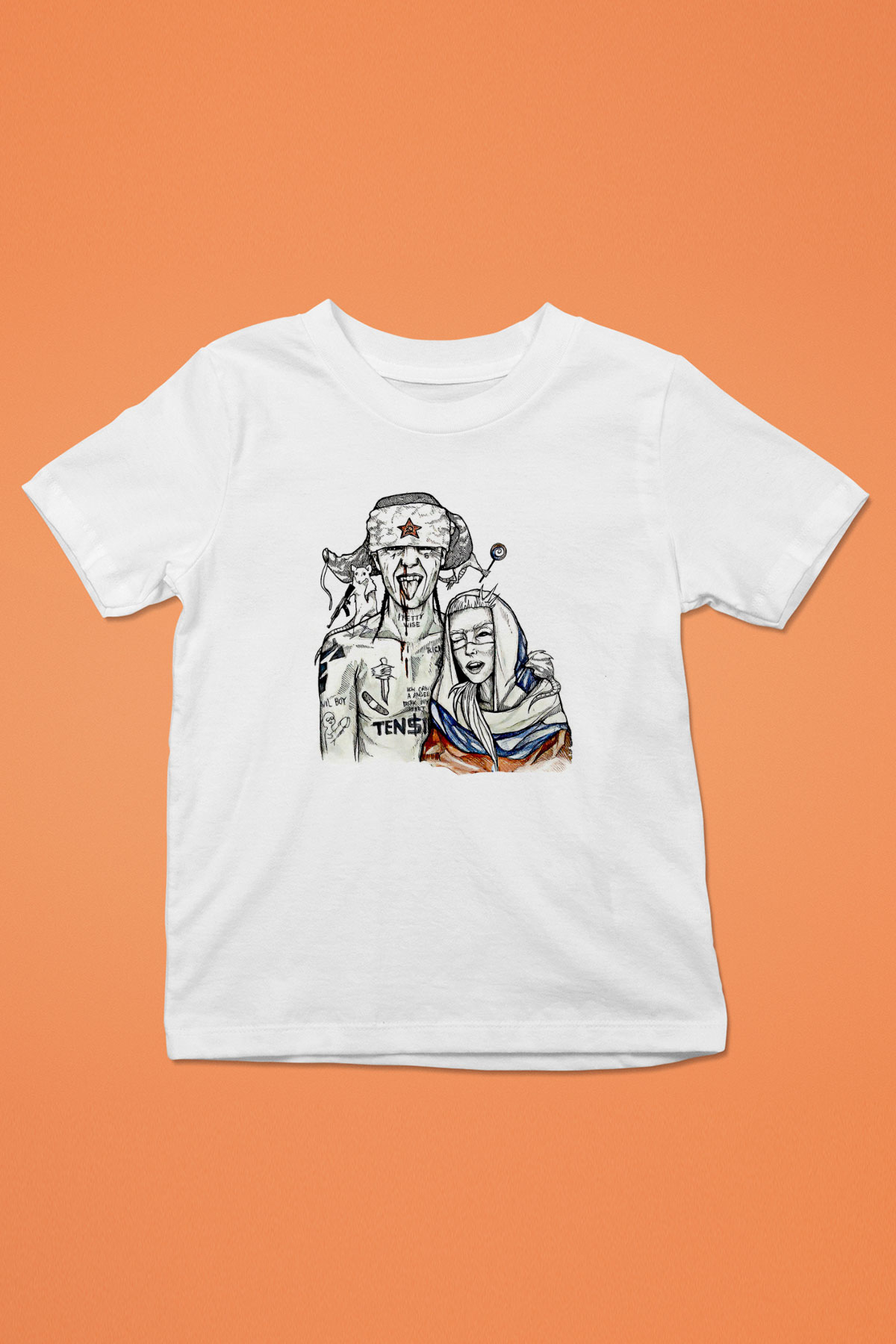 Die Antwoord Baskılı Beyaz Unisex Beyaz Çocuk Tişört - Tshirt