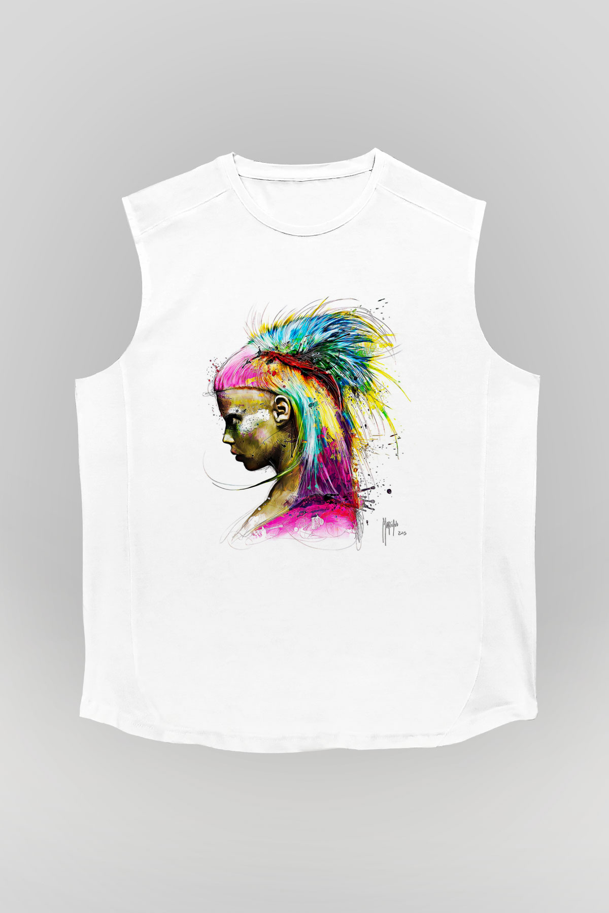 Die Antwoord Baskılı Beyaz Unisex Kolsuz Tişört - Tshirt