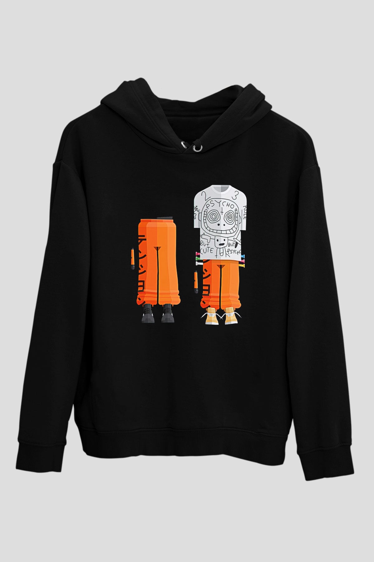 Die Antwoord Baskılı Unisex Siyah Kapüşonlu Sweatshirt