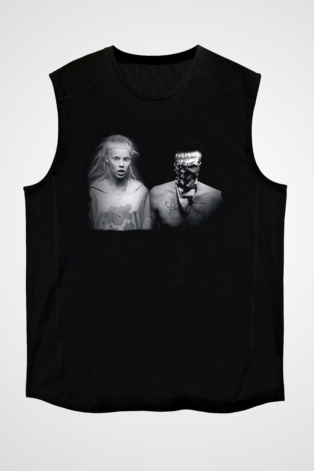Die Antwoord Baskılı Unisex Siyah Kolsuz Tişört - Tshirt
