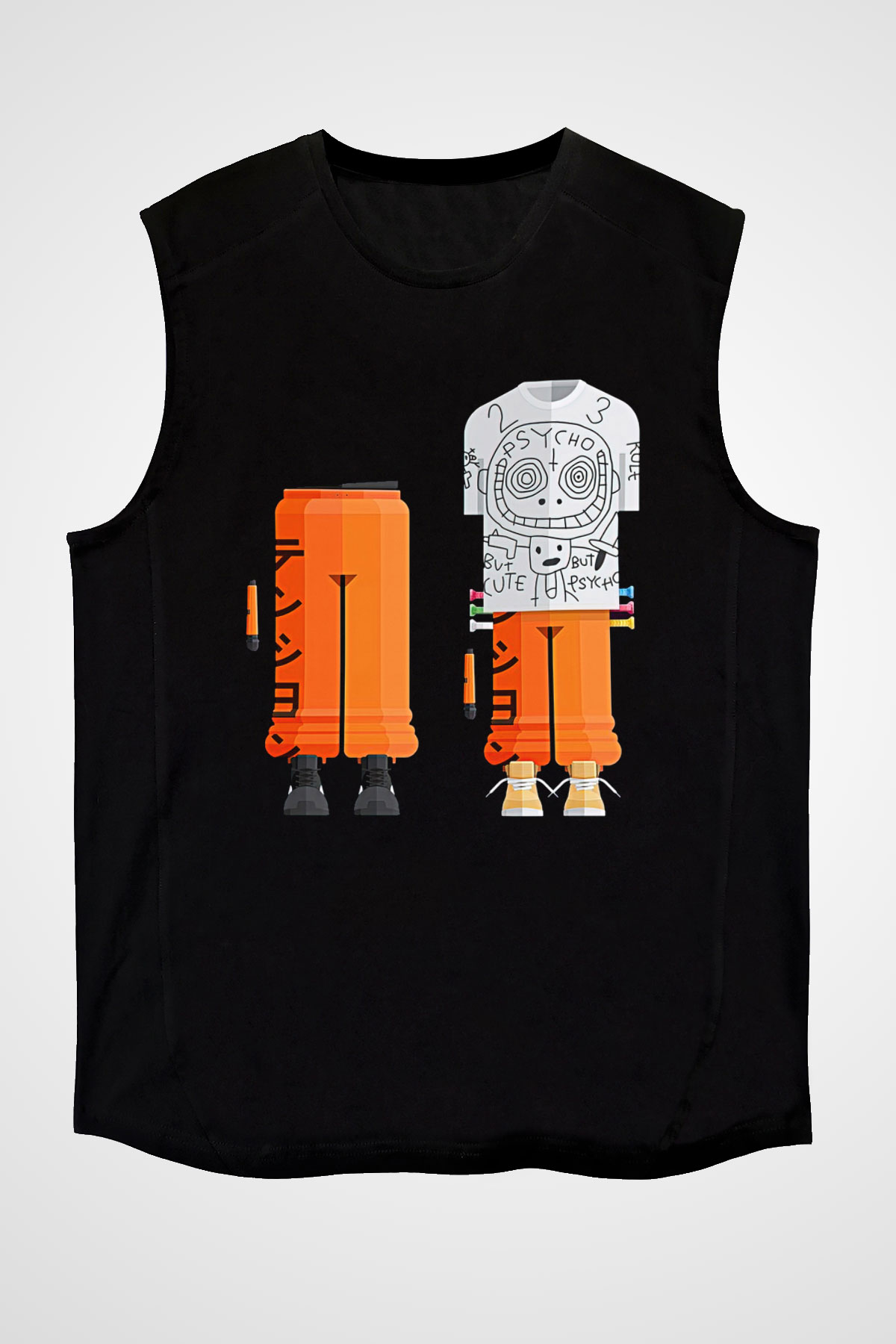 Die Antwoord Baskılı Unisex Siyah Kolsuz Tişört - Tshirt