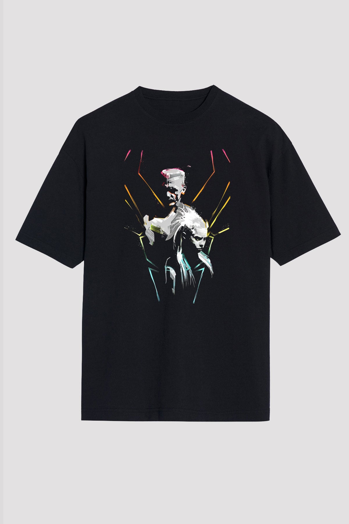 Die Antwoord Baskılı Unisex Siyah Oversize Tişört - Tshirt