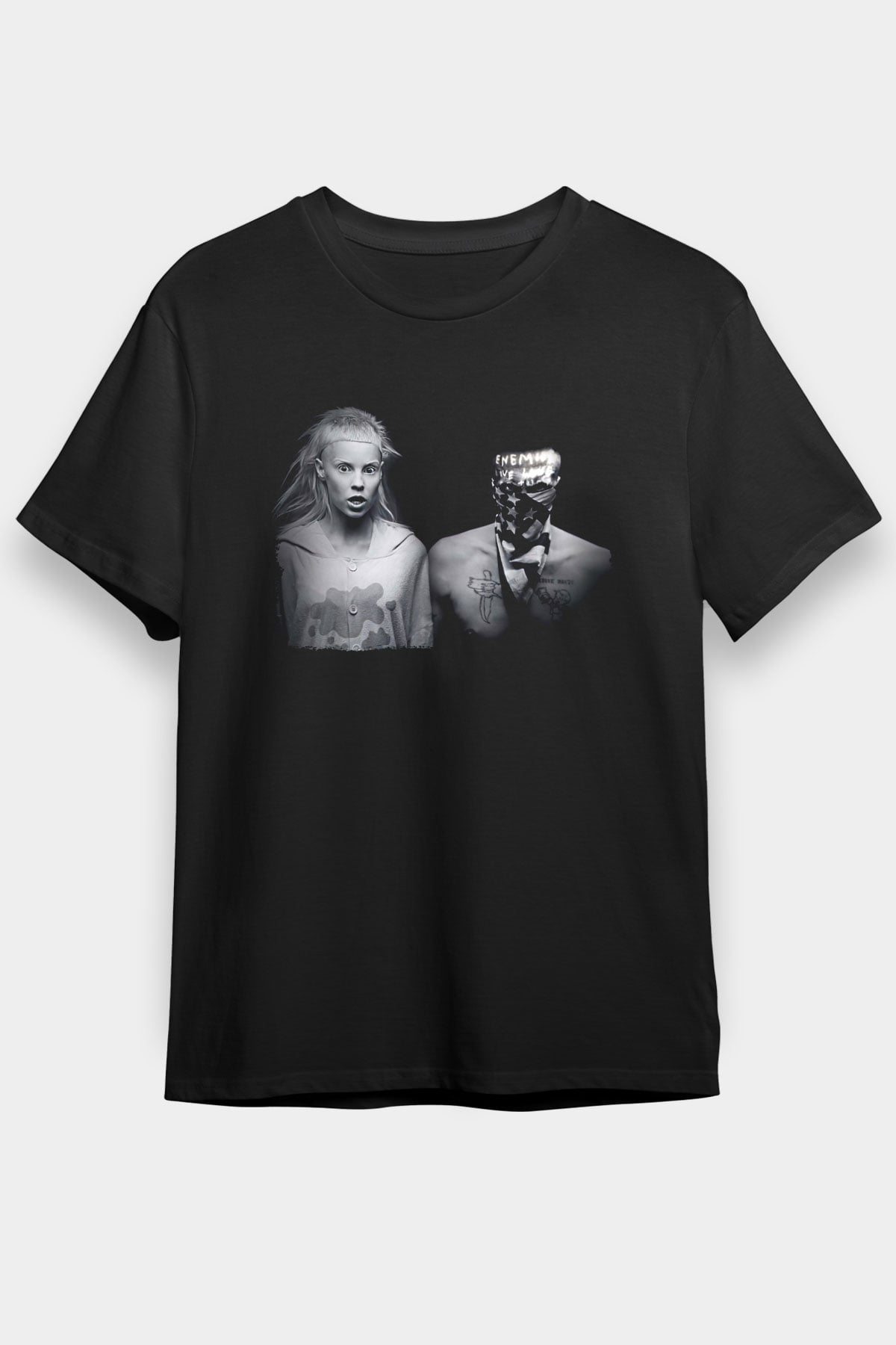 Die Antwoord Baskılı Unisex Siyah Tişört - Tshirt