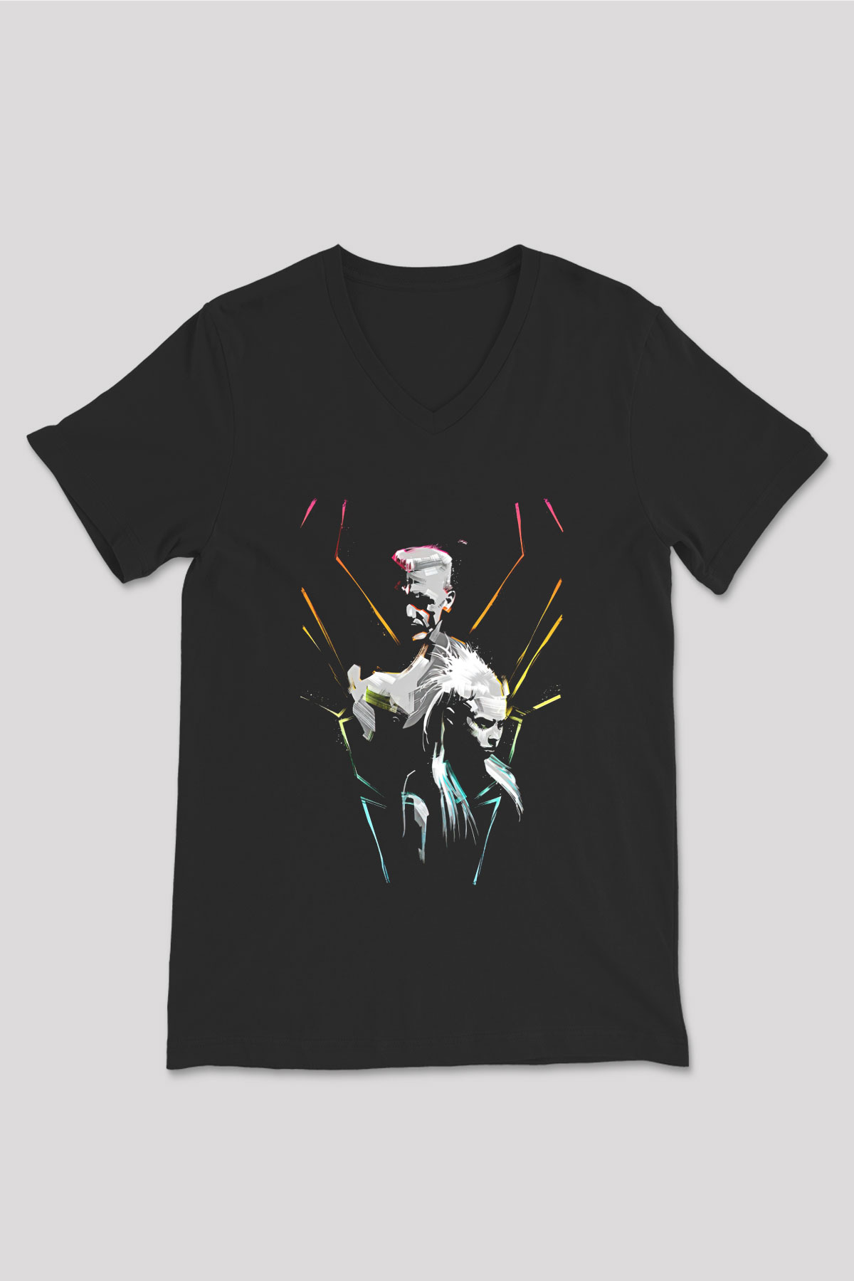 Die Antwoord Baskılı Unisex Siyah V Yaka Tişört - Tshirt