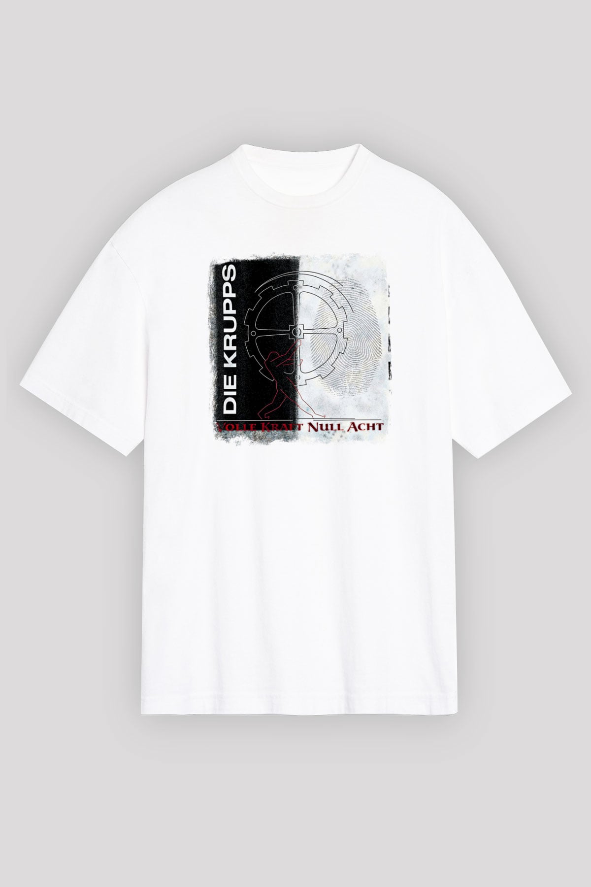 Die Krupps Baskılı Unisex Beyaz Oversize Tişört